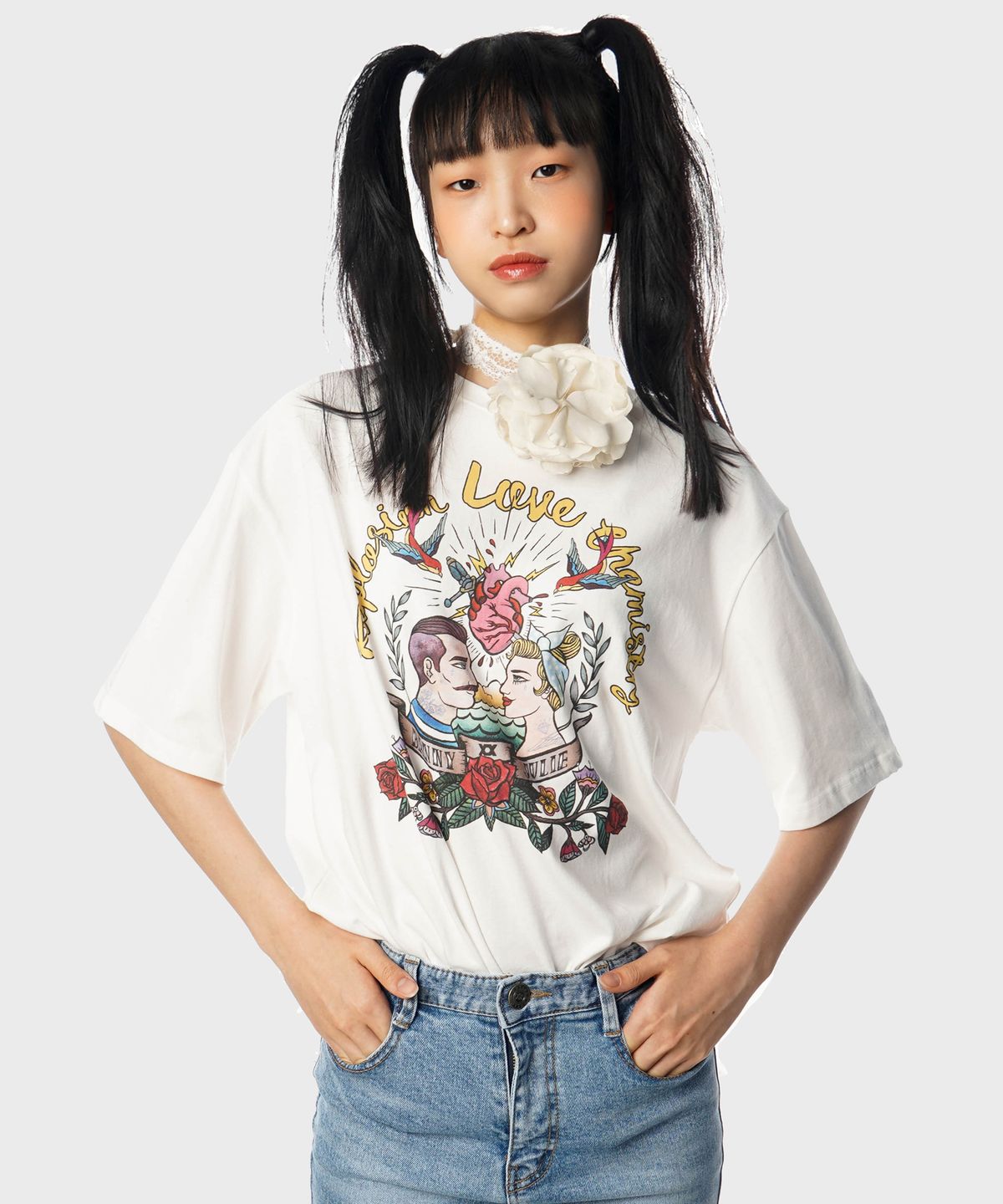 언티지(UNTAGE) 올드스쿨 프린트 오버사이즈 티셔츠(UNISEX)_UTT-ST14