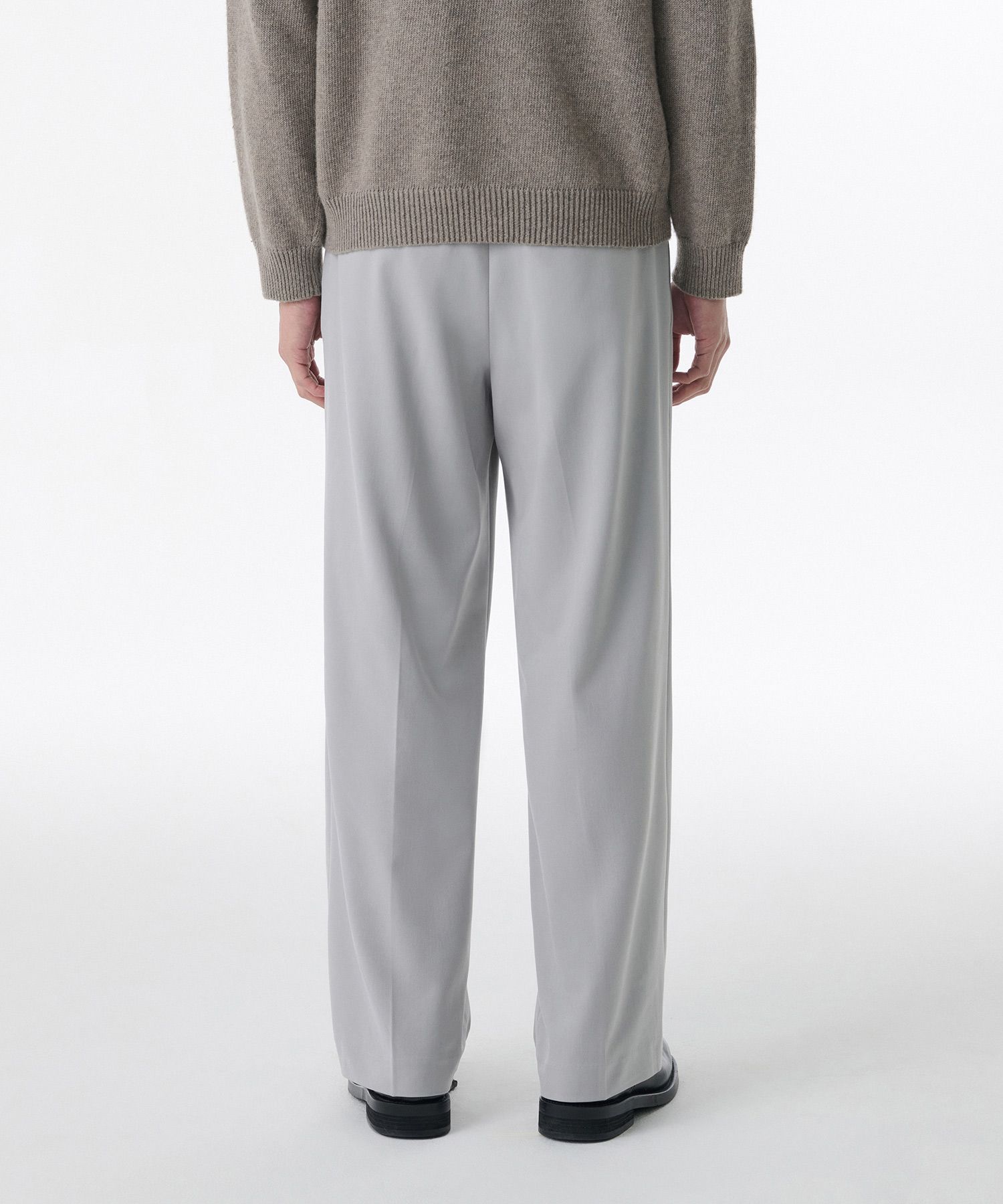 REAL WIDE HIDDEN ELASTIC WAISTBAND SLACKS_LIGHT GRAY