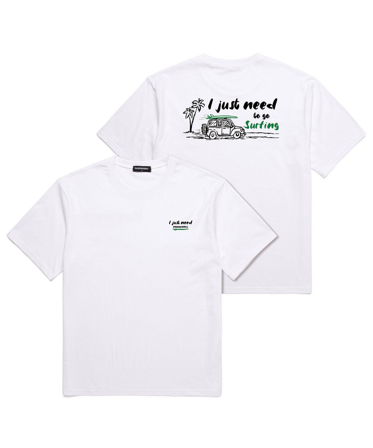 밴웍스(VANNWORKS) I just need to go surfing 오버핏 반팔 티셔츠 (VNCTS239) 화이트
