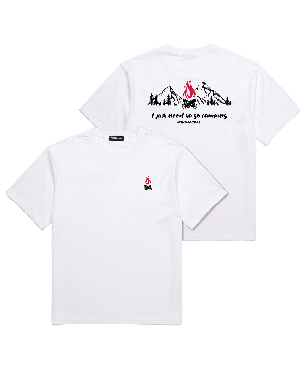 밴웍스(VANNWORKS) I just need to go camping 오버핏 반팔 티셔츠 (VNCTS240) 화이트