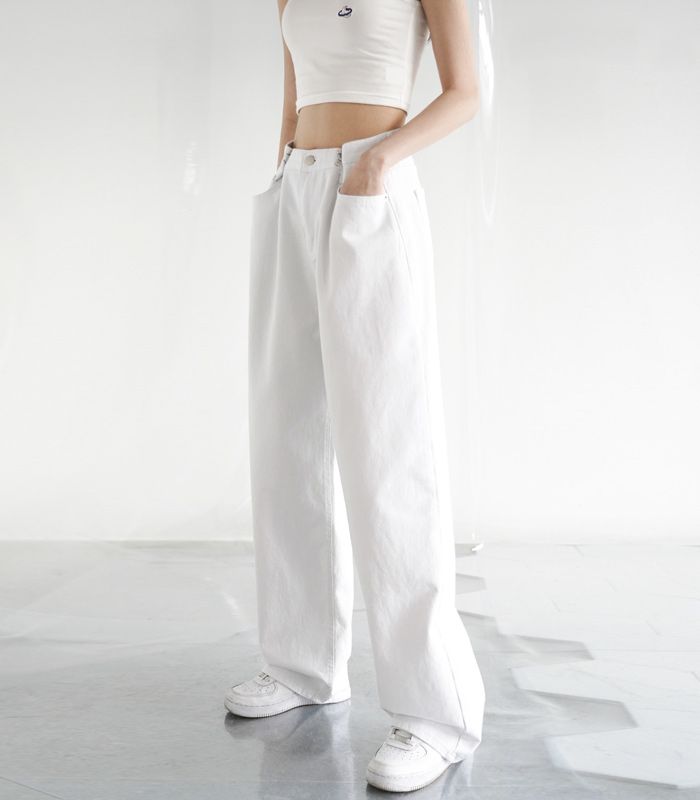 ☆AVANDRESS☆ BUCKLE WIDE DENIM PANTS CREAM AD41PT34CR MUSINSA | AVANDRESS BUCKLE WIDE DENIM PANTS BLACK