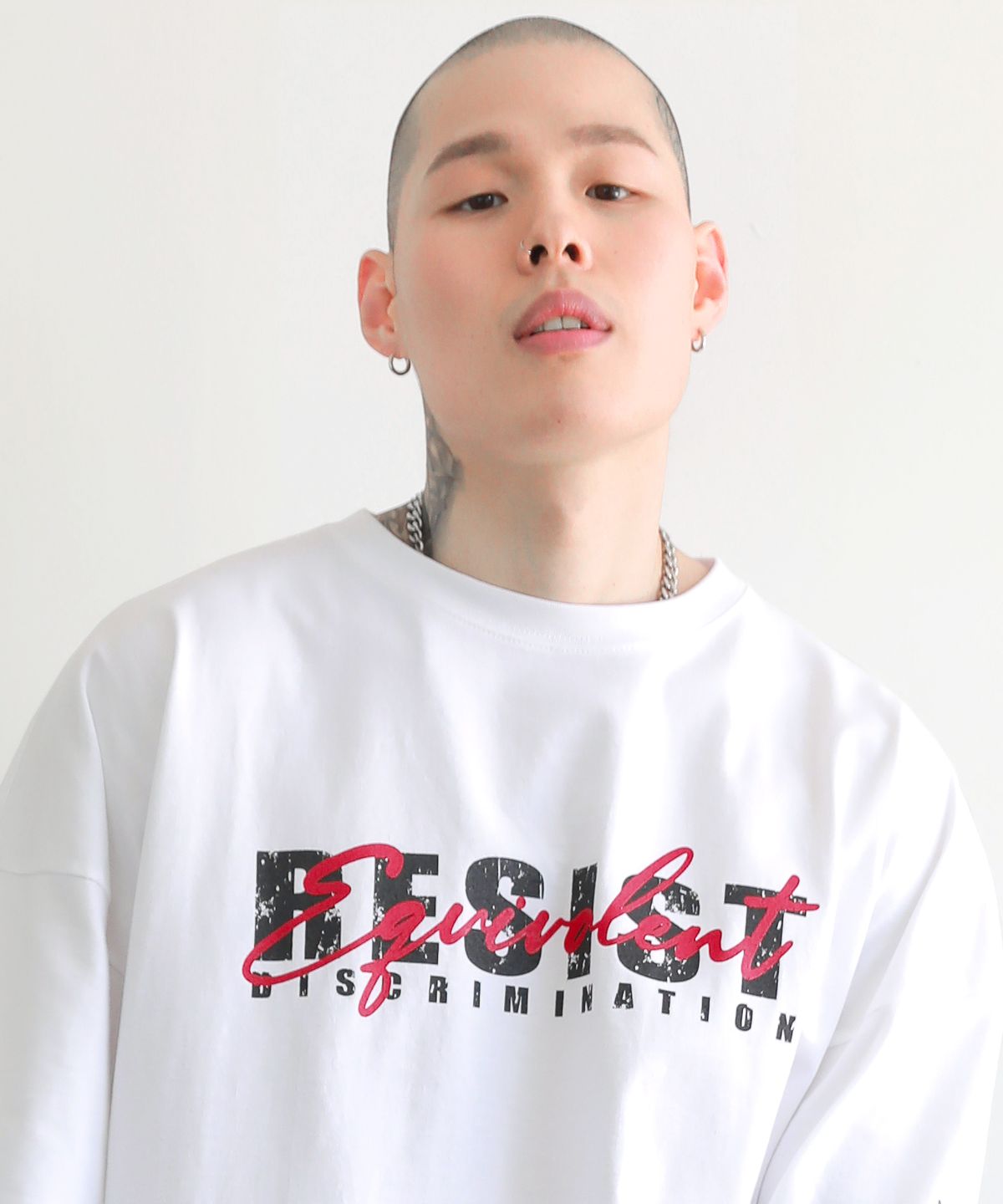 바우스트(BAUST) 버팔로 시그니처 로고 7부소매 해골 반팔티[WHITE]