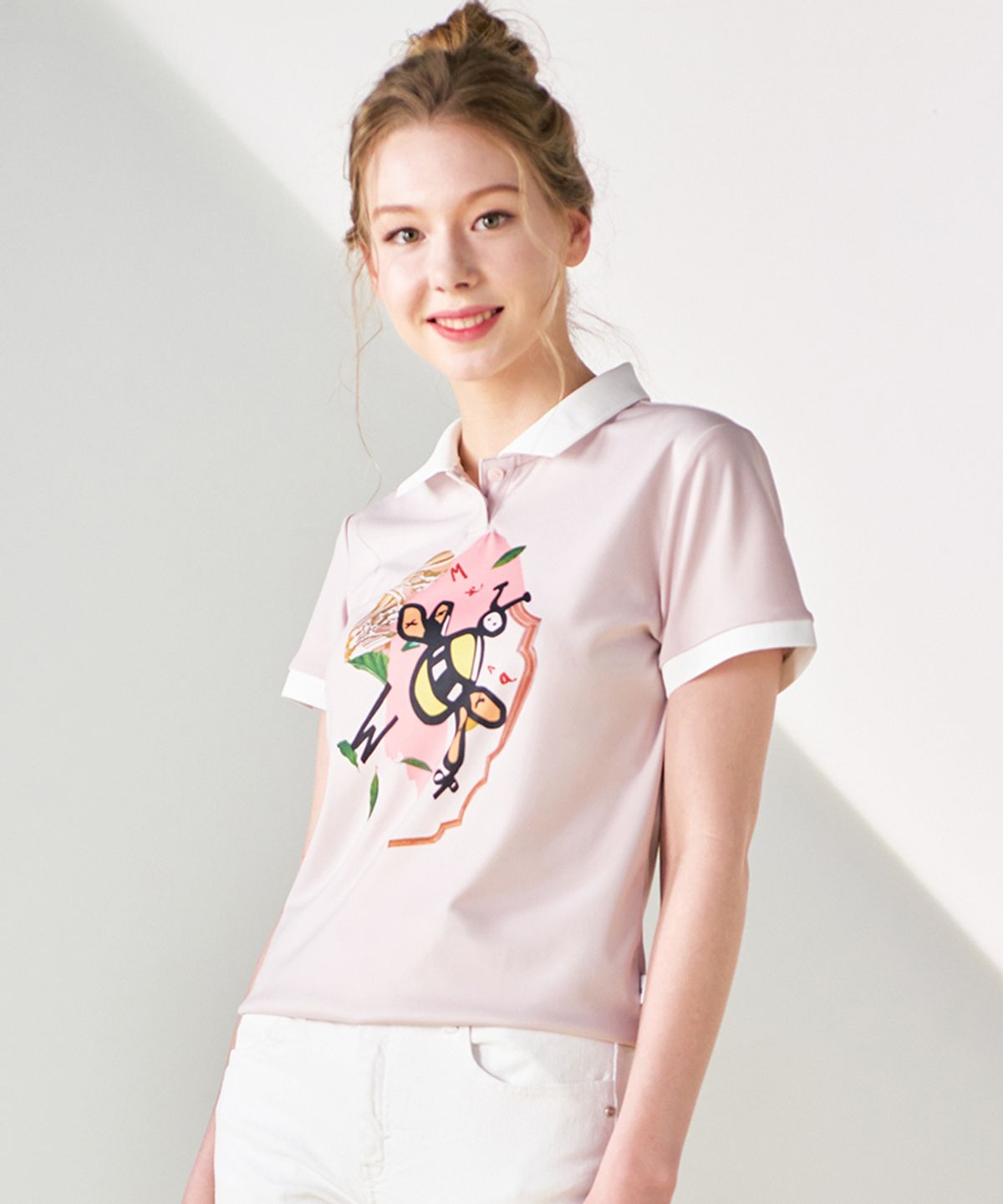 마리네이드(MARINADE) 골프 프린트 배색 카라 티셔츠 - 2color