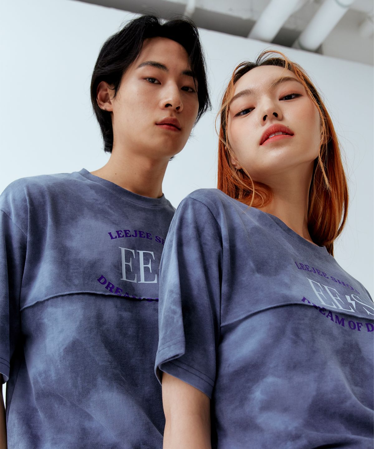 리지(LEEJEE) 유니섹스 드림 오브 드림 나염 반팔티 네이비