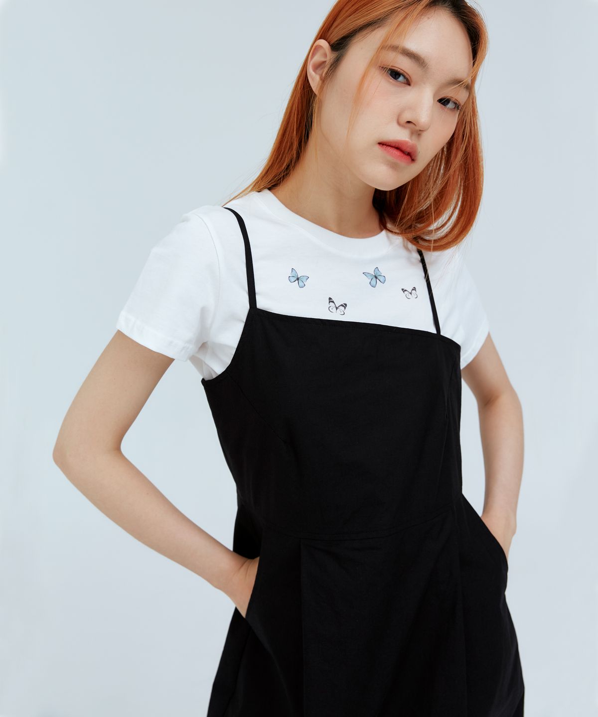 리지(LEEJEE) 베이직 프론트언발 원피스 블랙