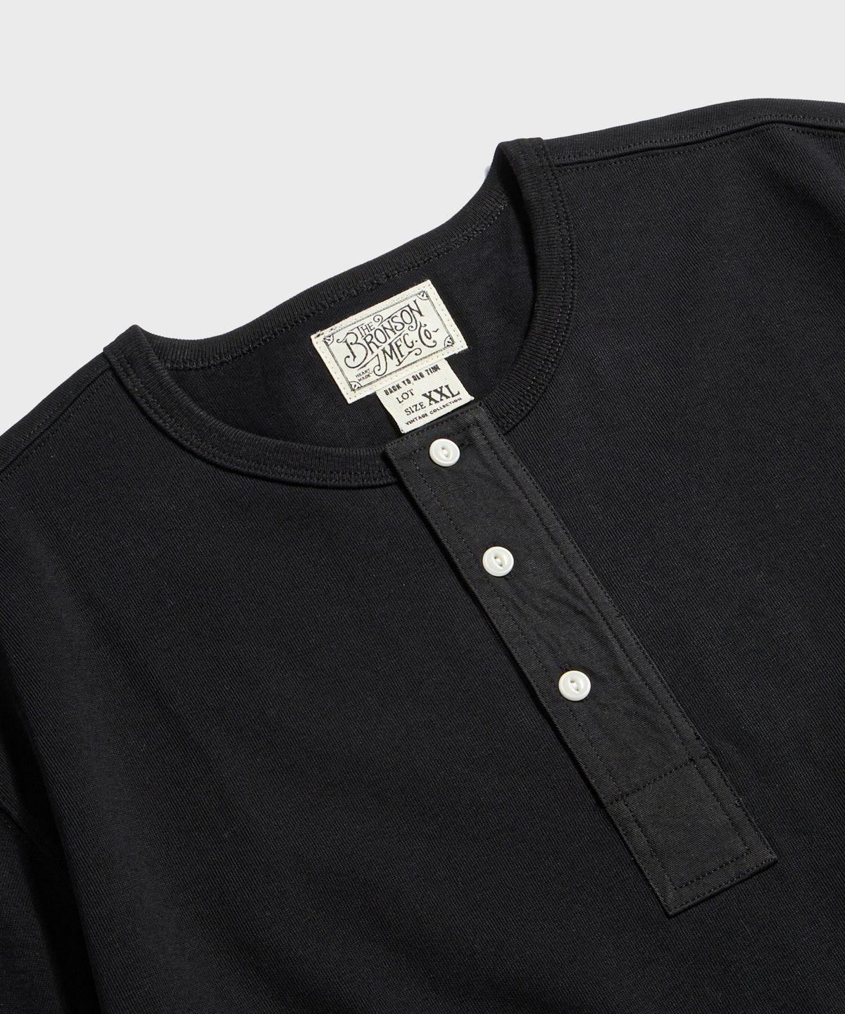 브론슨(BRONSON) Vintage Short Sleeve Henley Tee Black