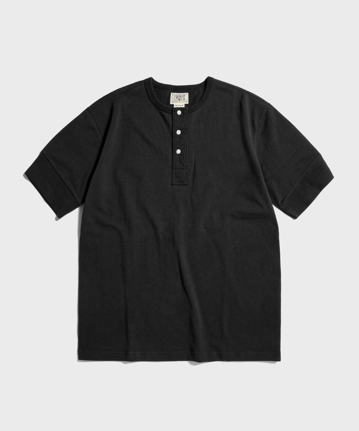 브론슨(BRONSON) Vintage Short Sleeve Henley Tee Black