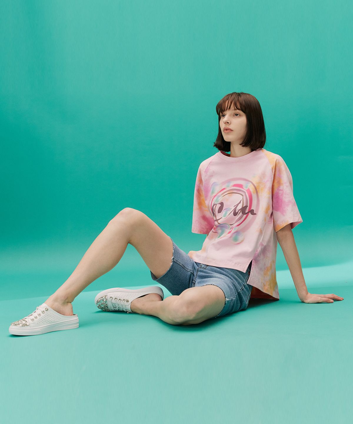 쎄뚜(CETU) 타이다이 로고 프린트 티셔츠 핑크