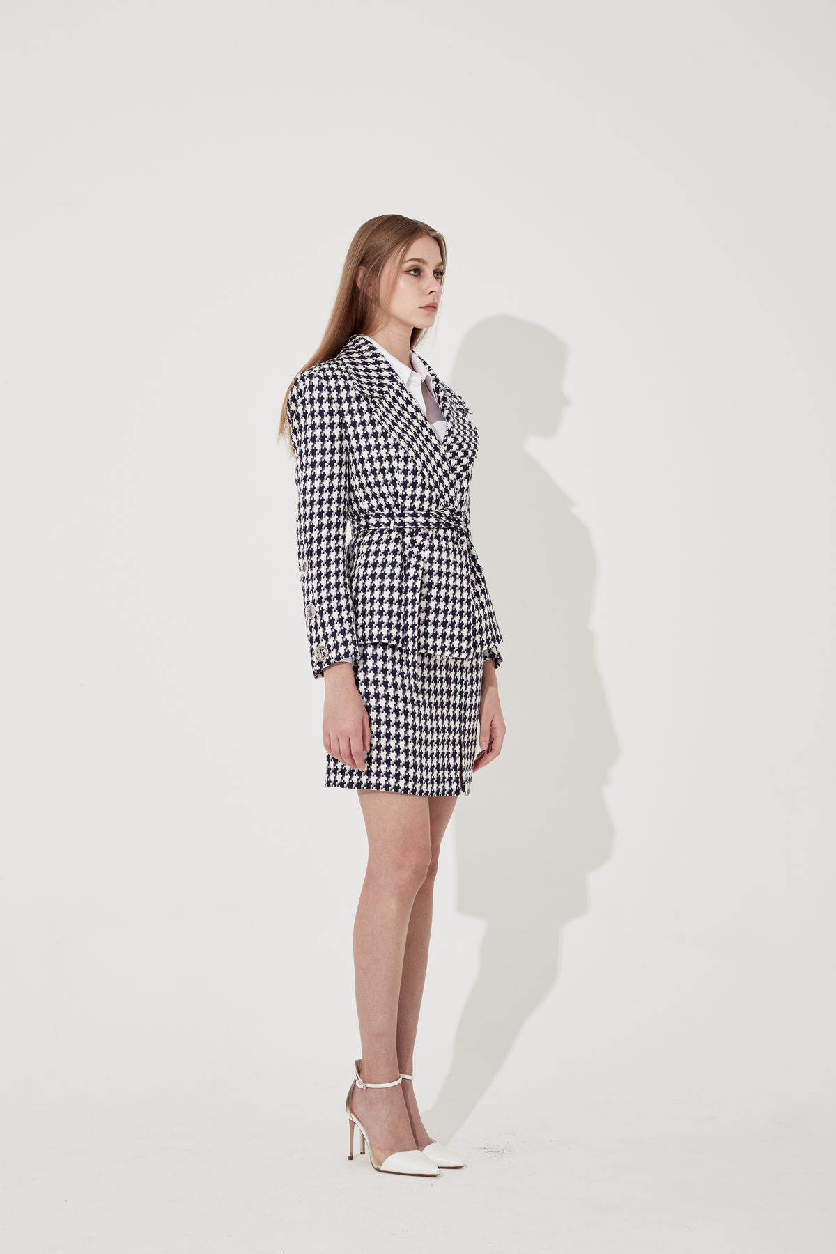 채뉴욕(CHAENEWYORK) Houndstooth check Eyelet Jacket [Navy]