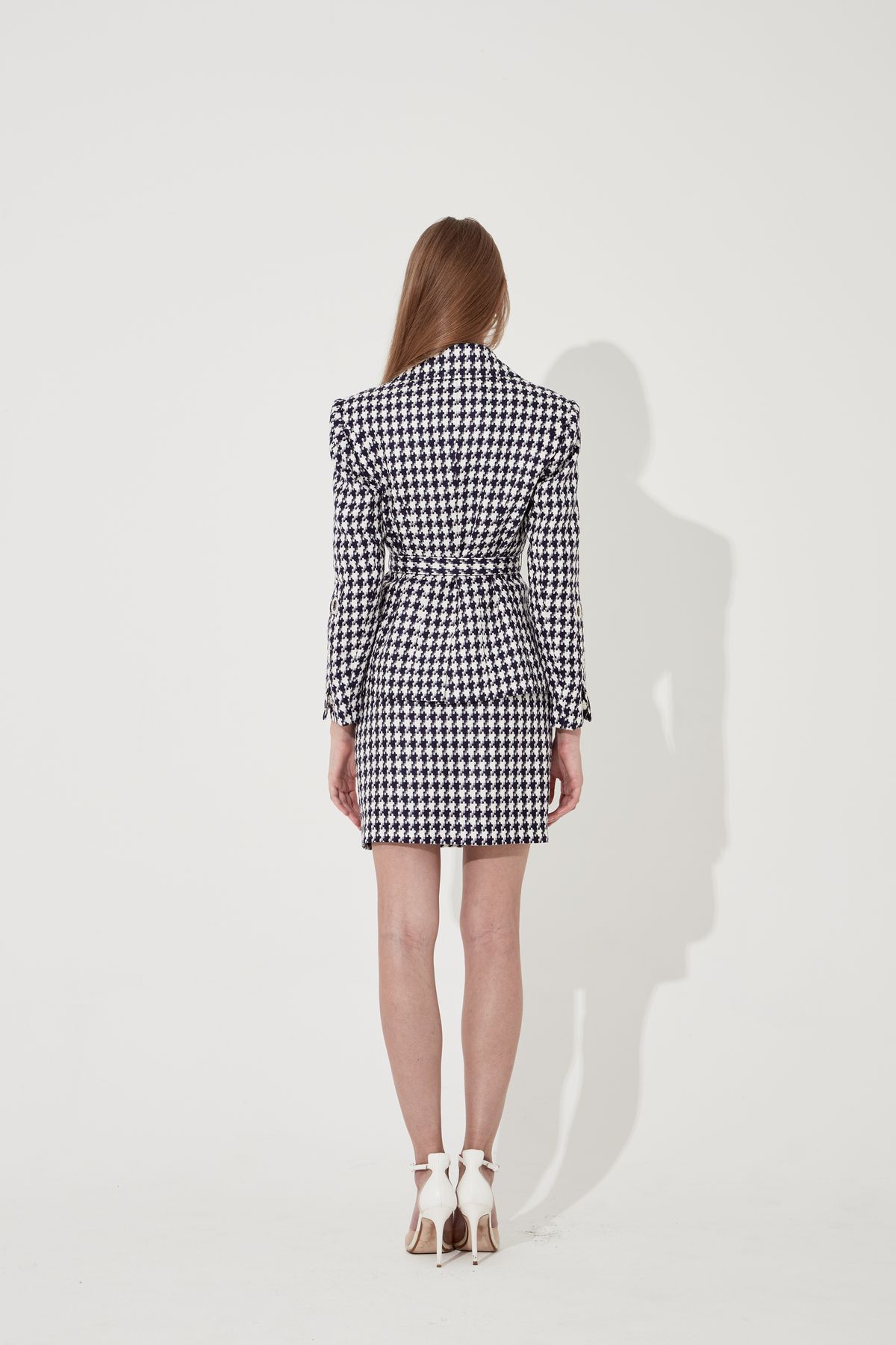 채뉴욕(CHAENEWYORK) Houndstooth check Eyelet Jacket [Navy]