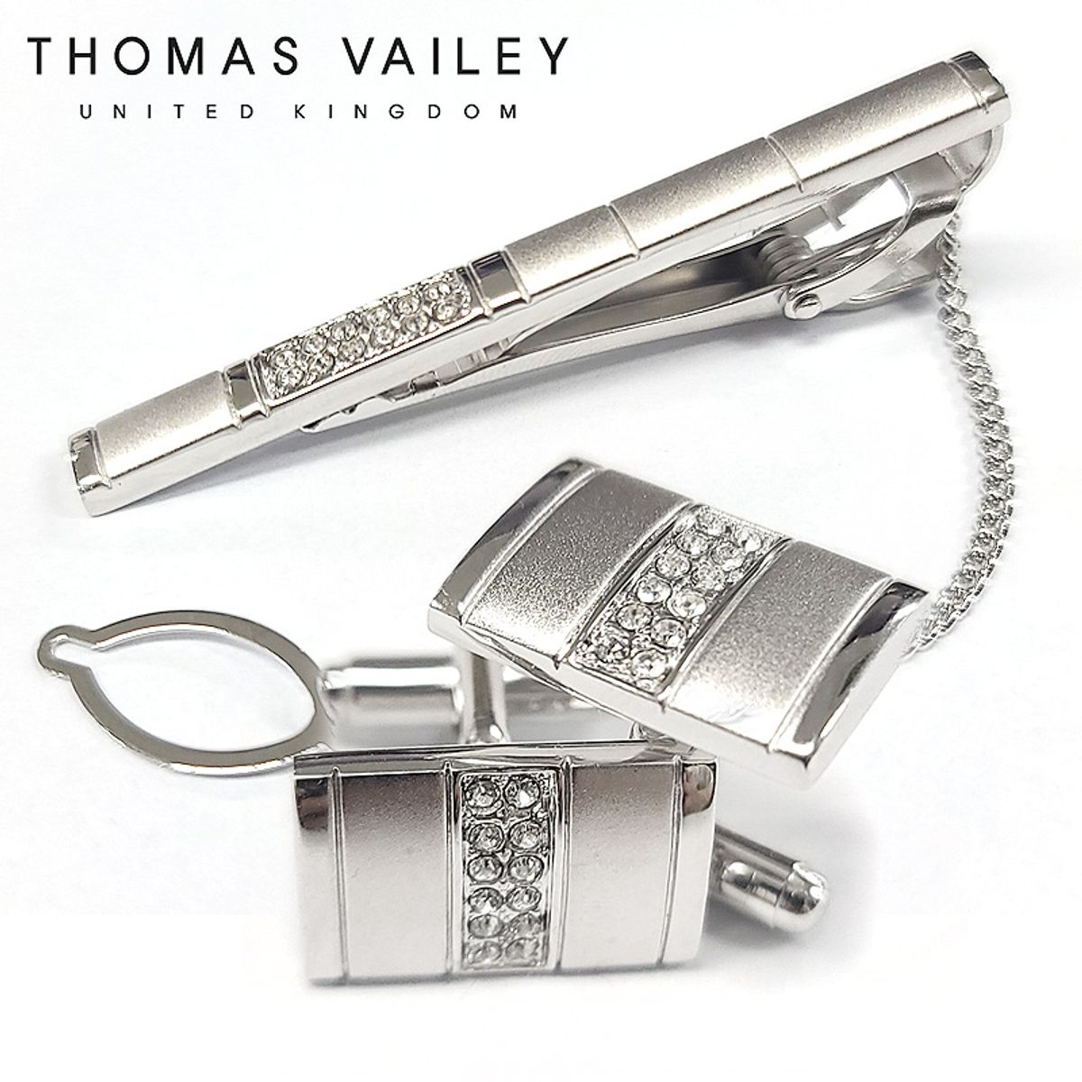 토마스 베일리(THOMAS VAILEY) 넥타이핀/커프스 세트-샌드젬