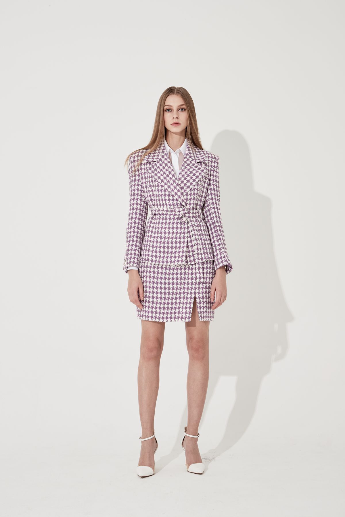 채뉴욕(CHAENEWYORK) Houndstooth check Eyelet Jacket [Purple]