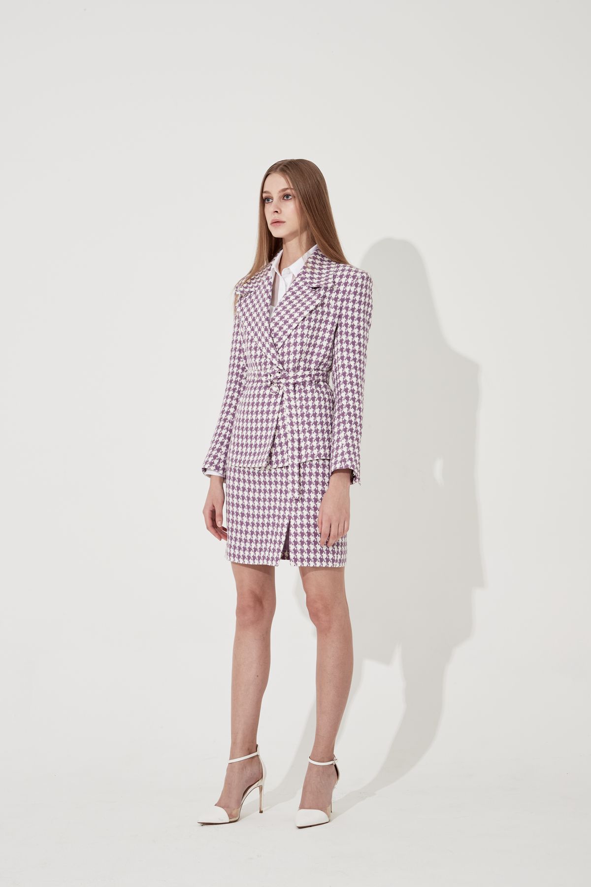 채뉴욕(CHAENEWYORK) Houndstooth check Eyelet Jacket [Purple]