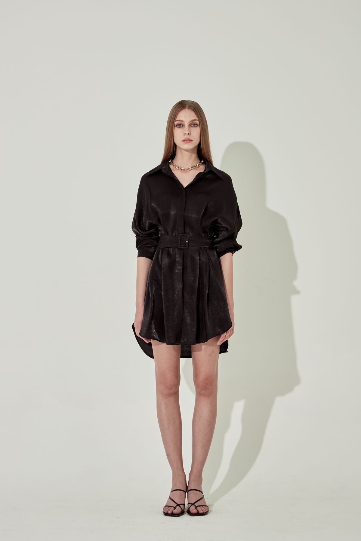 채뉴욕(CHAENEWYORK) The Boss Long Silk Dress [Black]