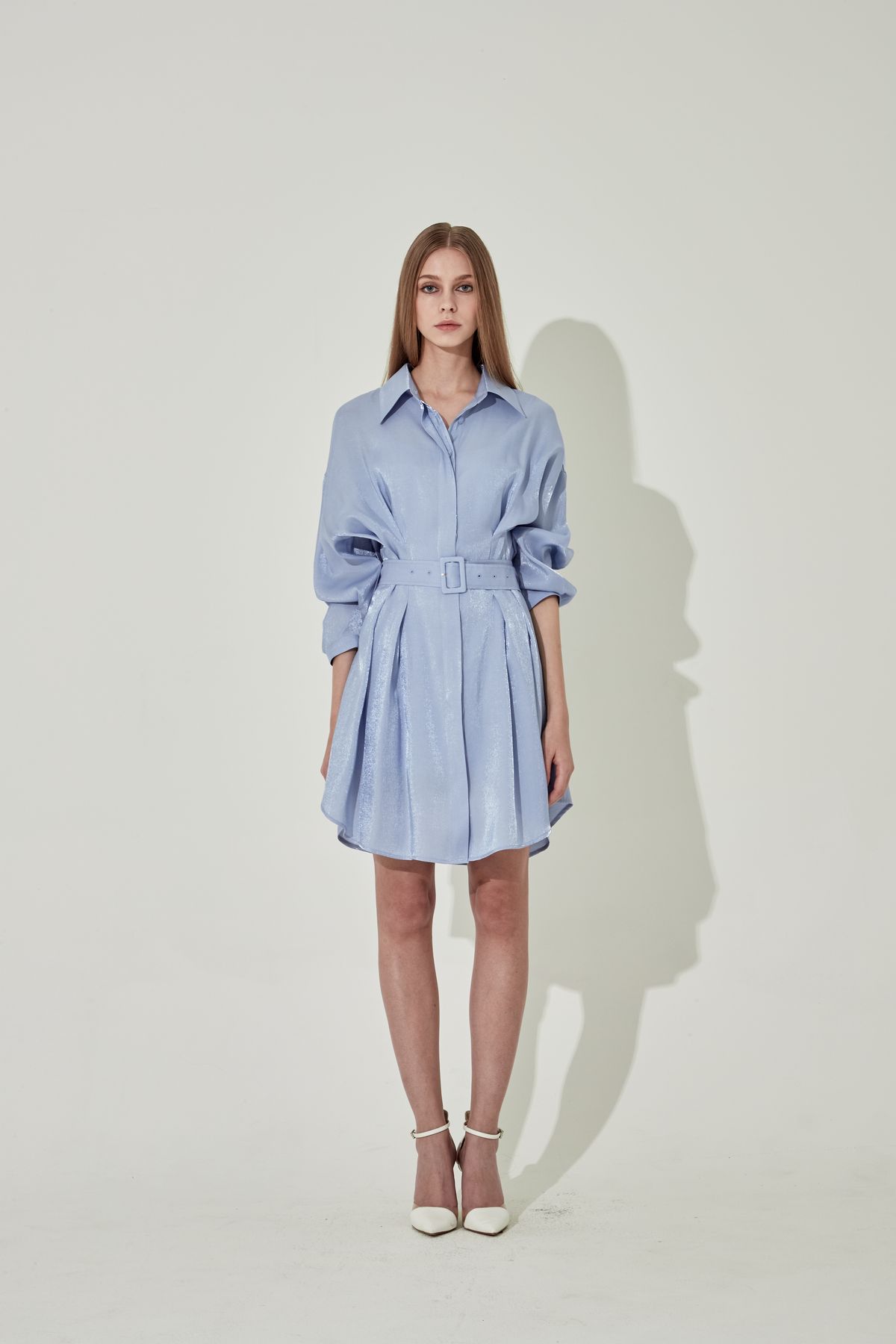 채뉴욕(CHAENEWYORK) The Boss Long Silk Dress [Blue]