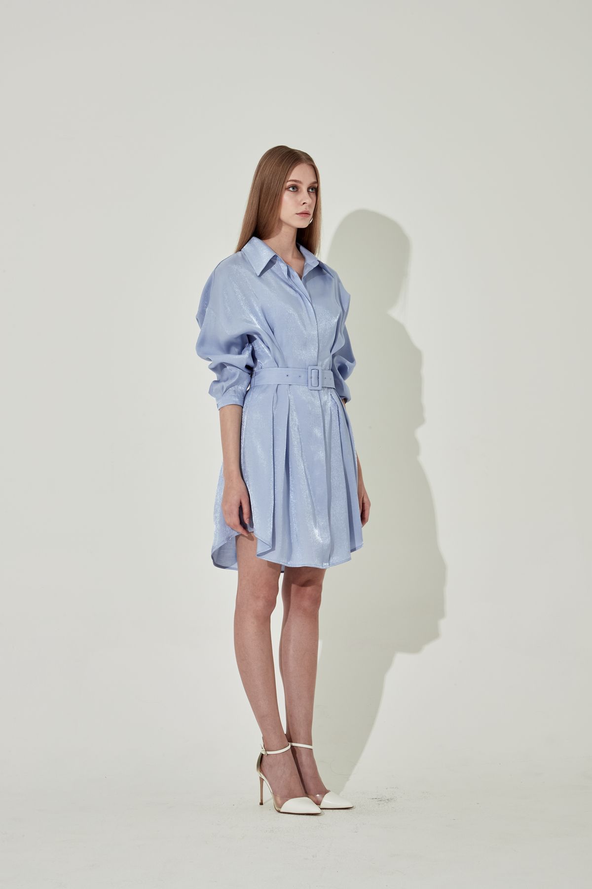 채뉴욕(CHAENEWYORK) The Boss Long Silk Dress [Blue]
