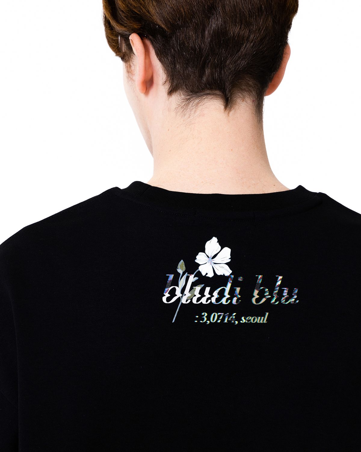 블루디 블루(BLUDI BLU) 검정 로고-프린트 티셔츠