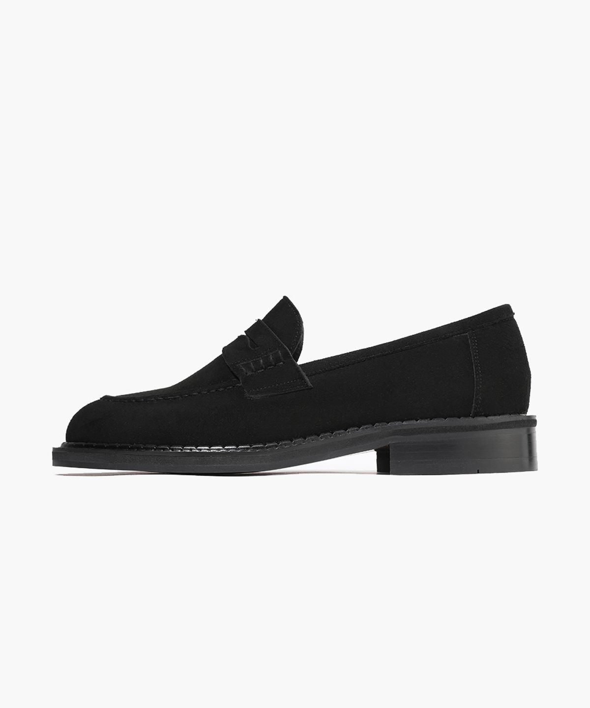 피렌체 아뜨리에(FIRENZE ATELIER) 이중웰트 베이직솔 유팁라인 스웨이드 페니로퍼 4031-QS [BLACK]