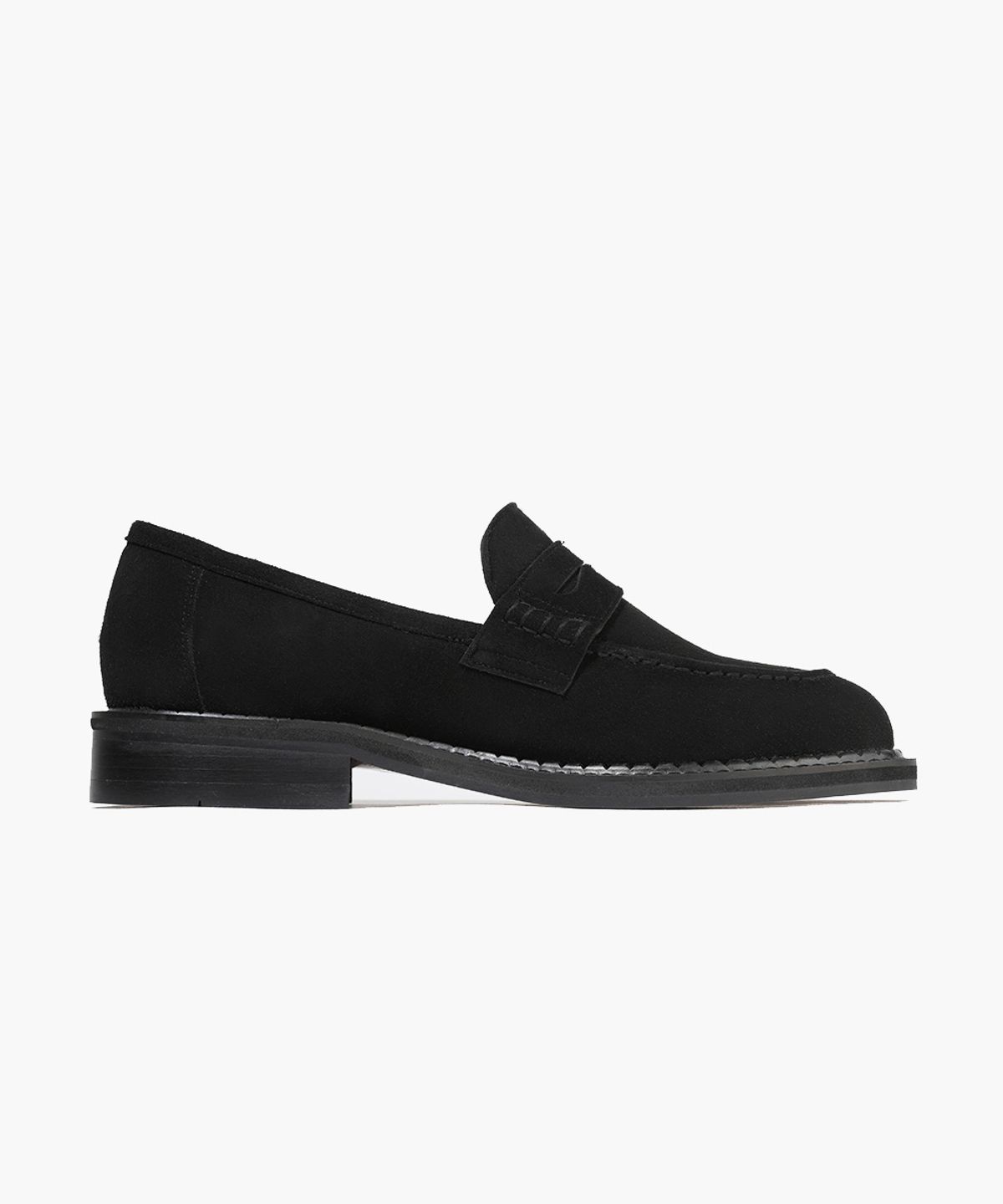 피렌체 아뜨리에(FIRENZE ATELIER) 이중웰트 베이직솔 유팁라인 스웨이드 페니로퍼 4031-QS [BLACK]