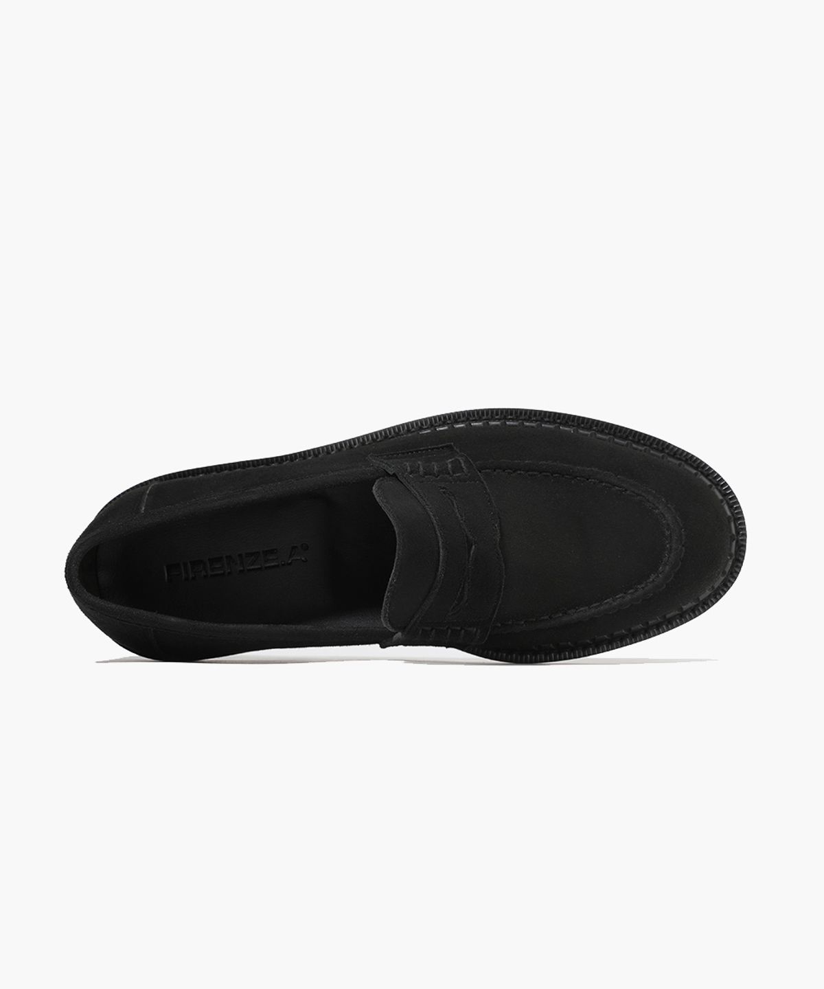 피렌체 아뜨리에(FIRENZE ATELIER) 이중웰트 베이직솔 유팁라인 스웨이드 페니로퍼 4031-QS [BLACK]