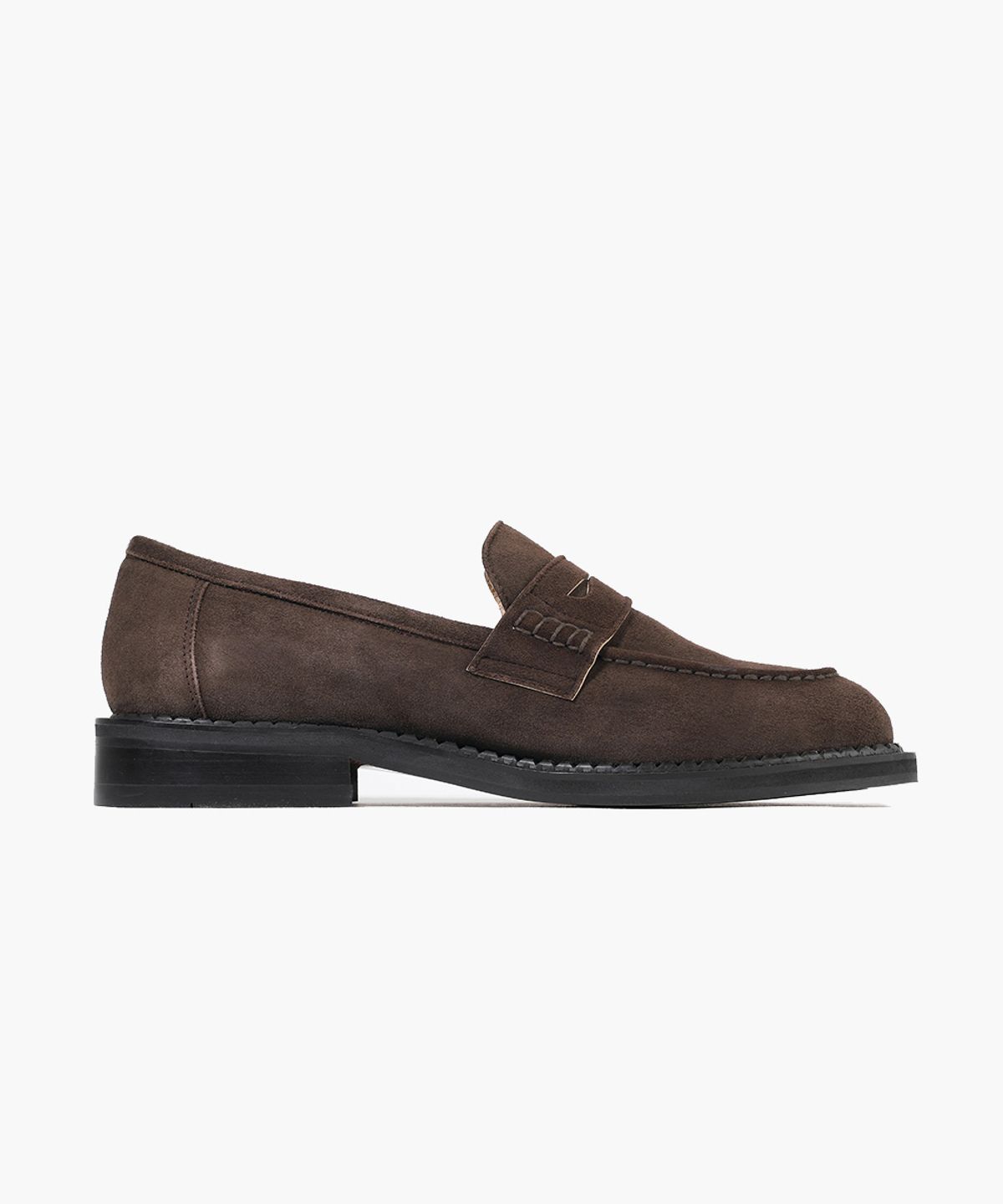 피렌체 아뜨리에(FIRENZE ATELIER) 이중웰트 베이직솔 유팁라인 스웨이드 페니로퍼 4031-QS [DARK BROWN]