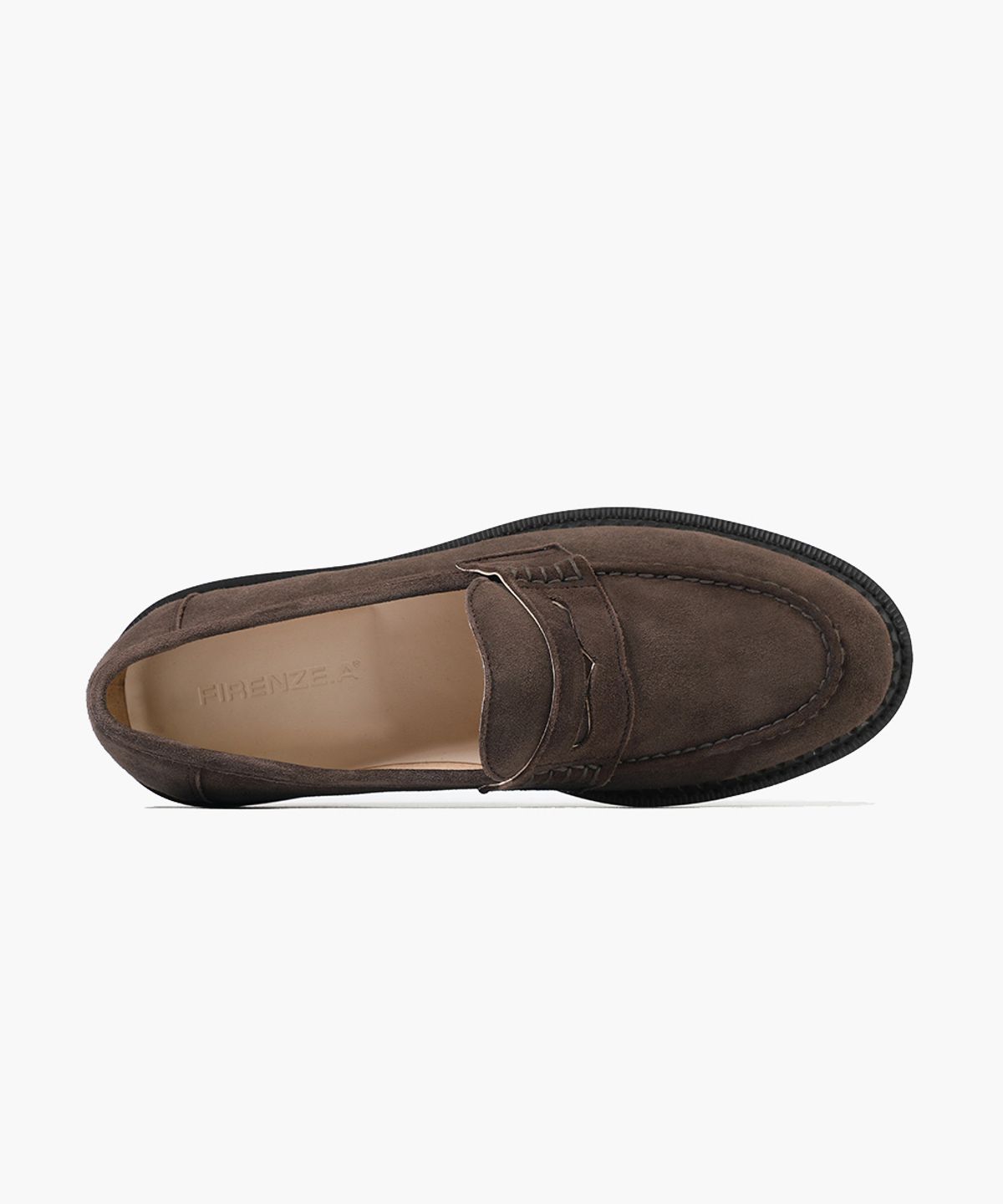 피렌체 아뜨리에(FIRENZE ATELIER) 이중웰트 베이직솔 유팁라인 스웨이드 페니로퍼 4031-QS [DARK BROWN]