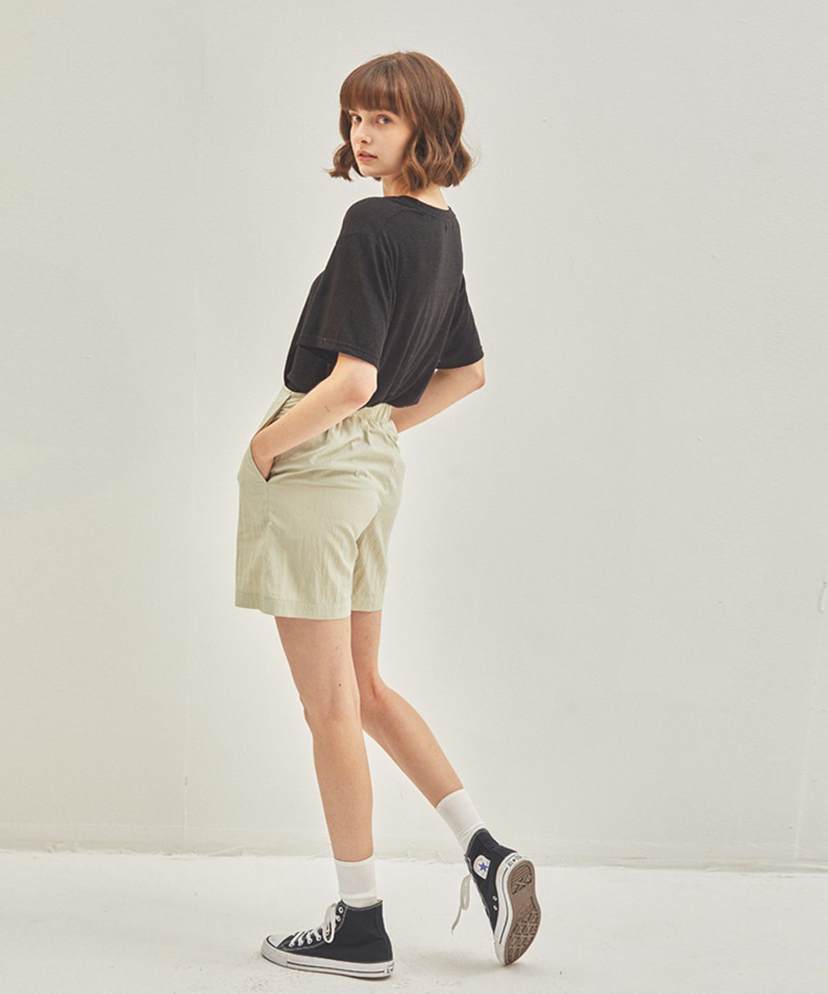 마나비스세븐(MANAVIS7) Banding Shorts Khaki Beige