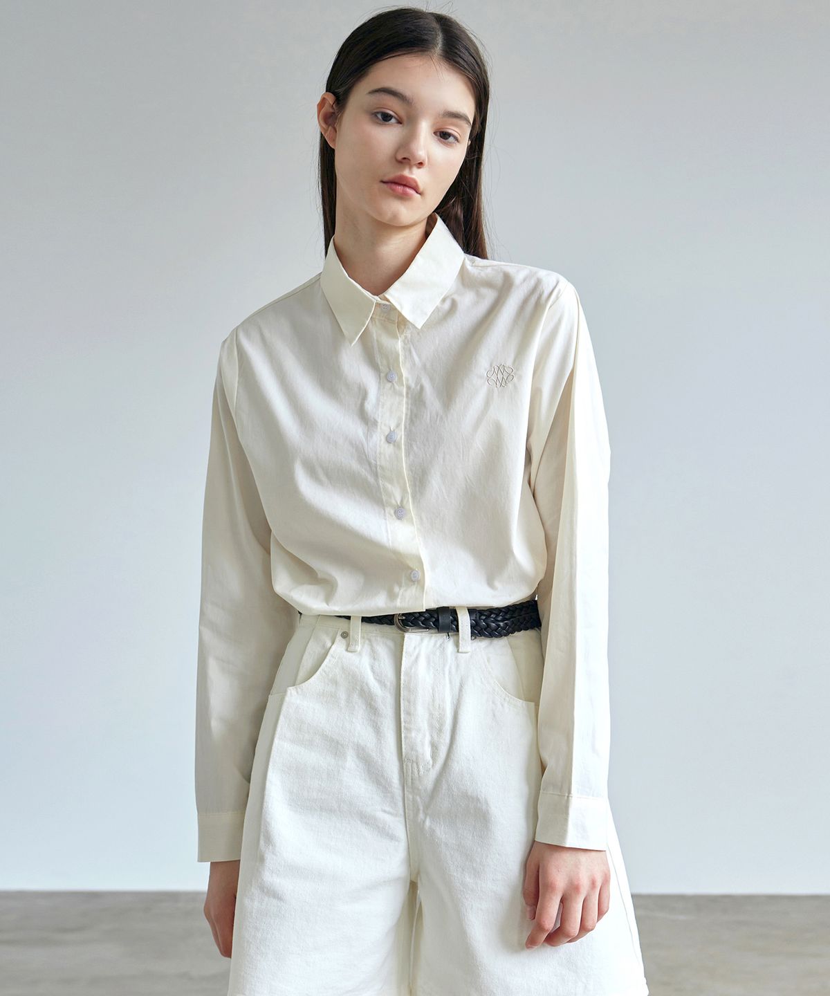 닉앤니콜(NICK&NICOLE) EMBROIDERY COTTON SHIRT_CREAM
