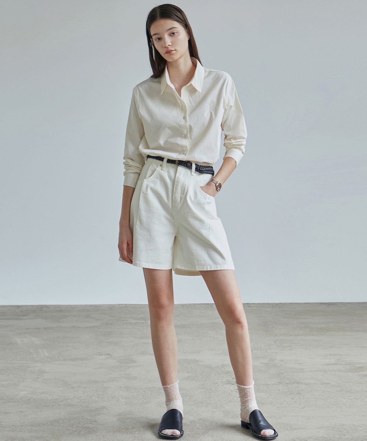 닉앤니콜(NICK&NICOLE) EMBROIDERY COTTON SHIRT_CREAM