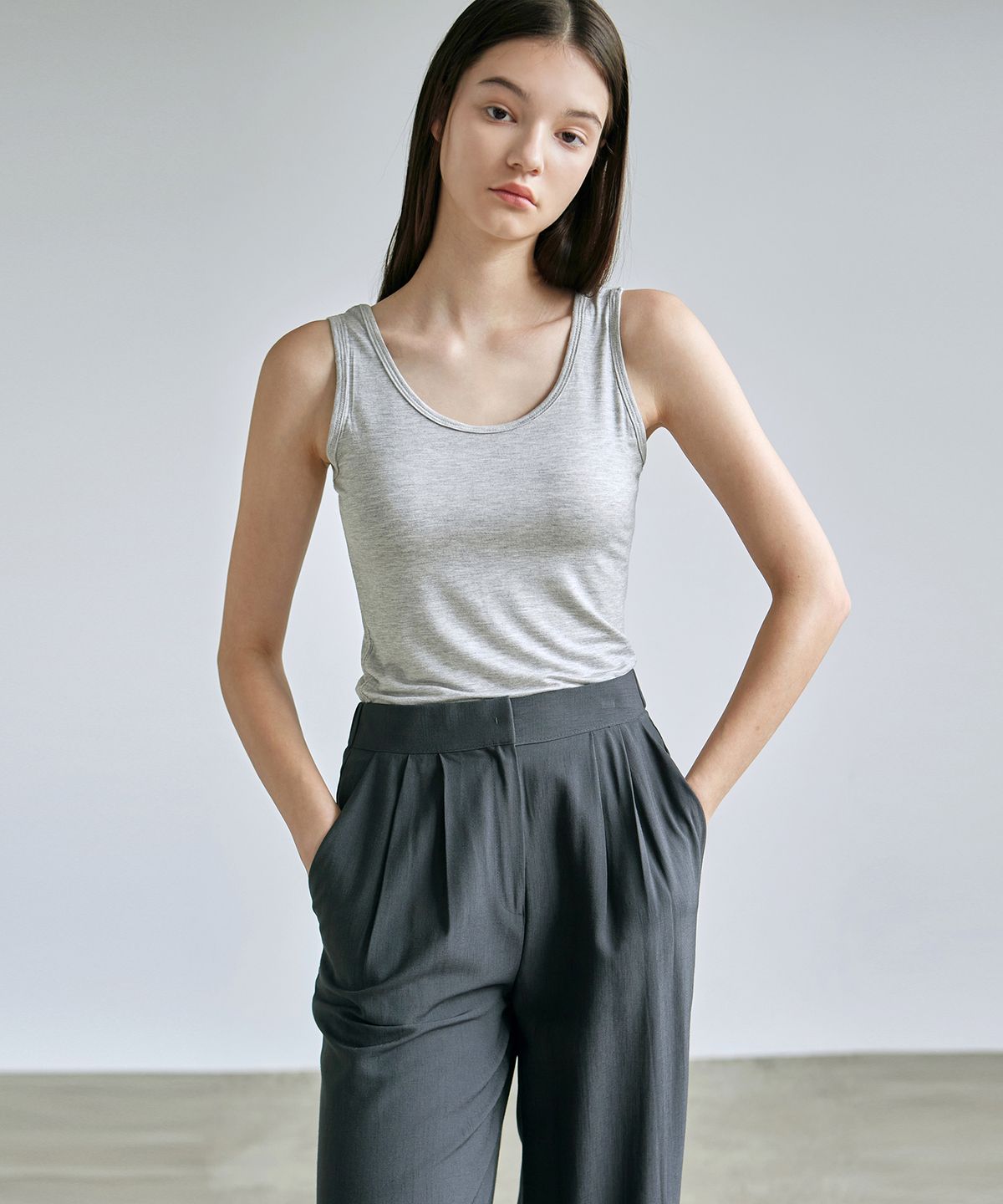 닉앤니콜(NICK&NICOLE) BASIC COTTON SLEEVELESS_GRAY