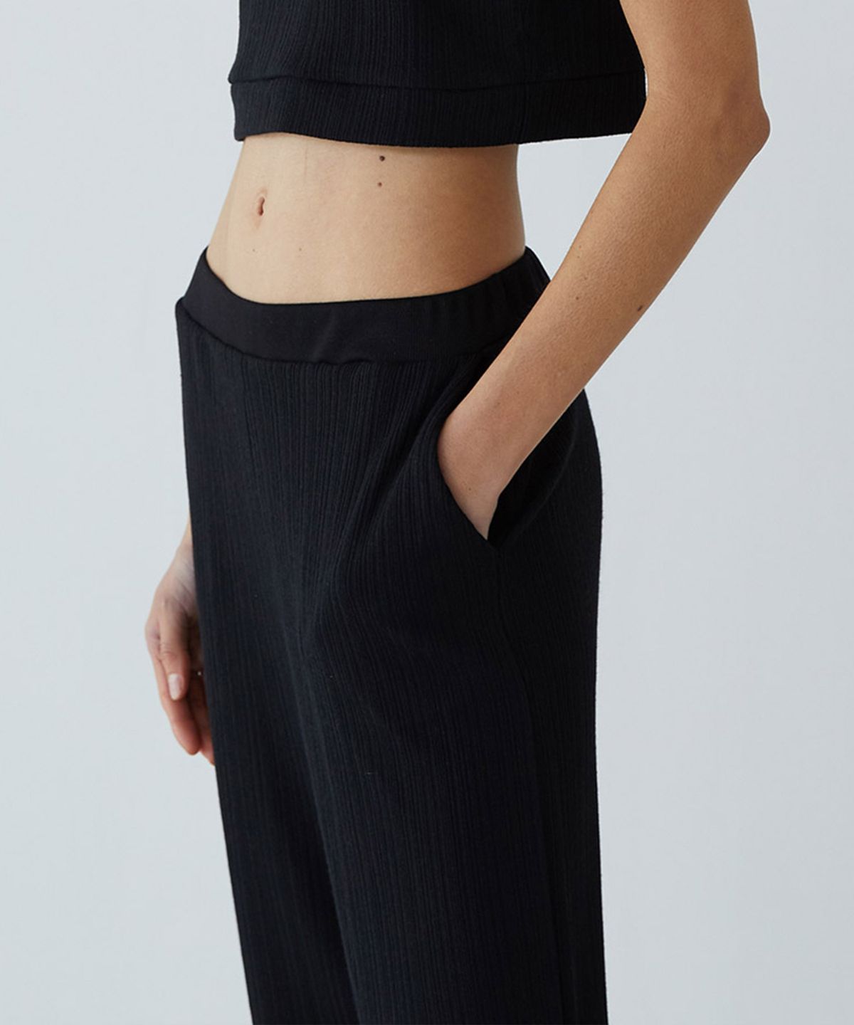 킴도(KIMDOH) BLACK WRINKLE WIDE KNIT PANTS