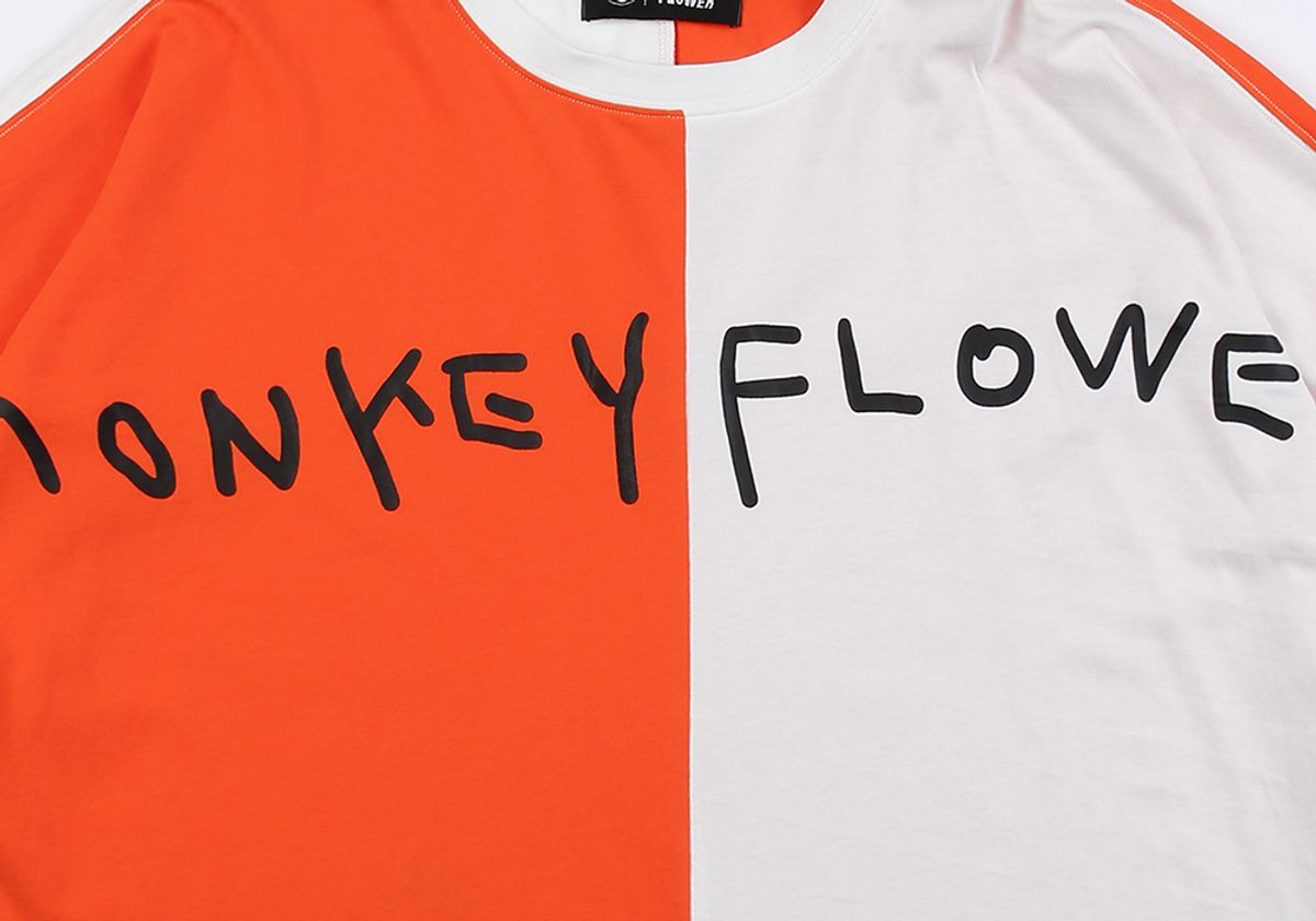 몽키플라워(Monkey Flower) 여성 배트윙핏 좌우배색  크롭 티셔츠/MM1WTS10F ORANGE