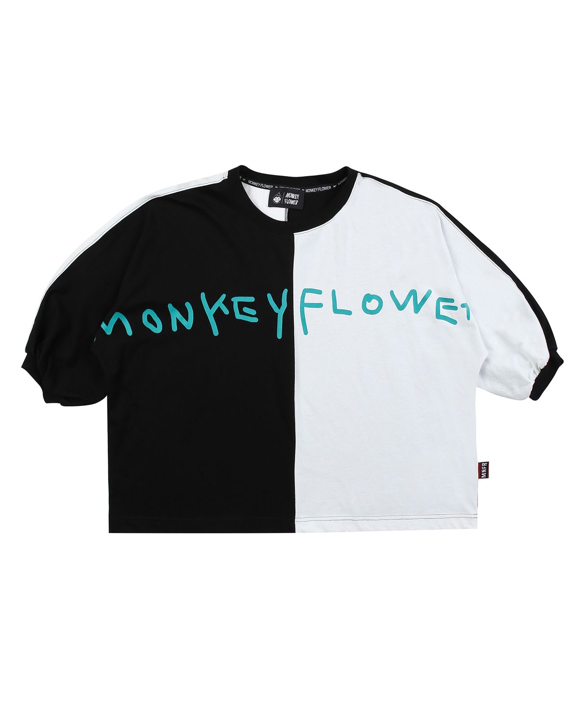 몽키플라워(Monkey Flower) 여성 배트윙핏 좌우배색  크롭 티셔츠/MM1WTS10F ORANGE