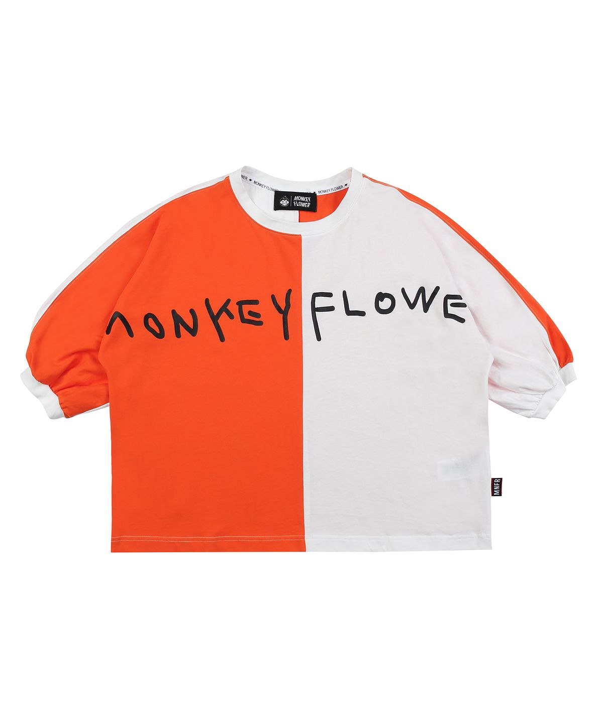 몽키플라워(Monkey Flower) 여성 배트윙핏 좌우배색  크롭 티셔츠/MM1WTS10F BLACK