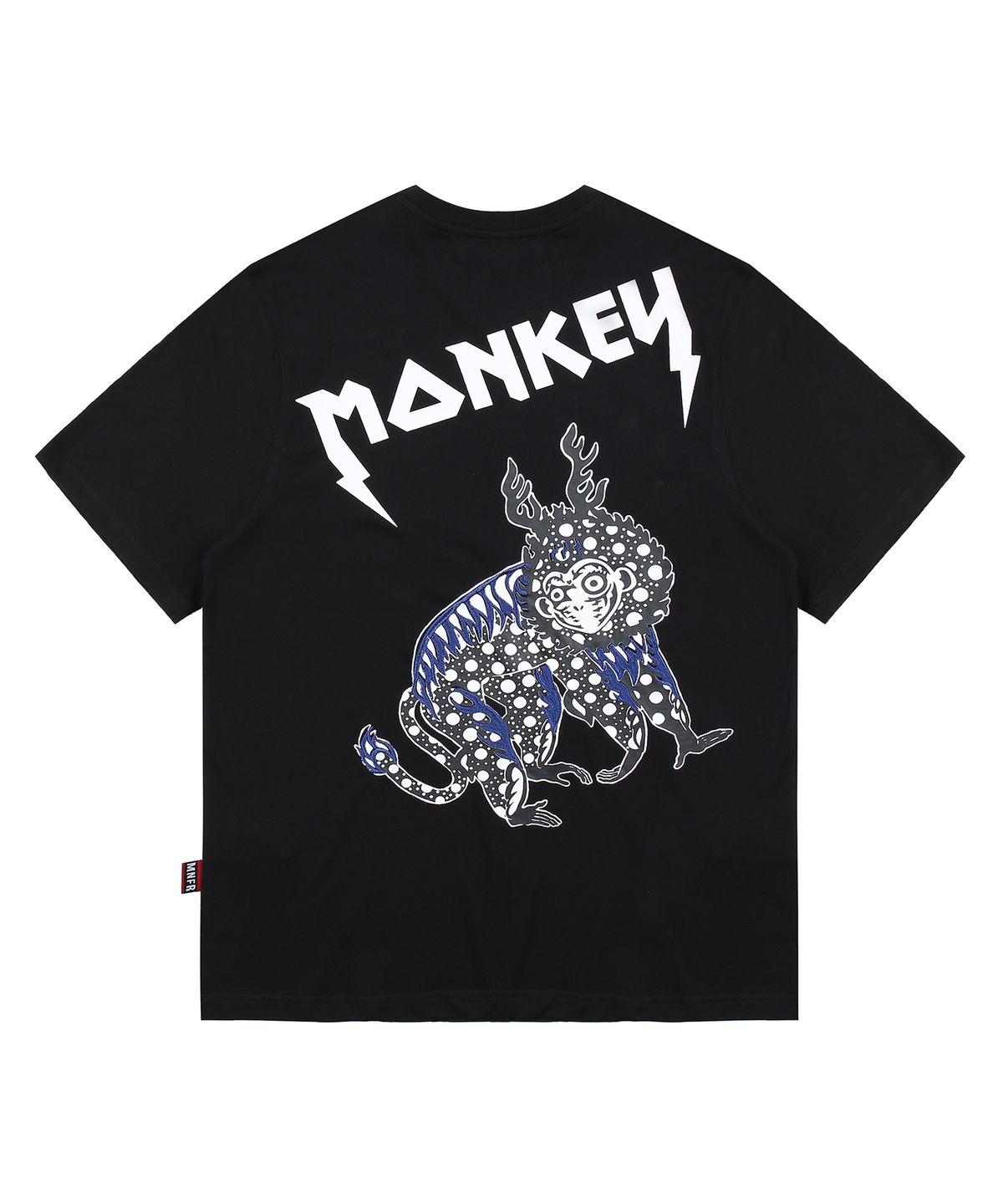 몽키플라워(Monkey Flower) 공용 민화 몽키 자수 레귤러핏 반팔티셔츠/MM1WTS14U WHITE