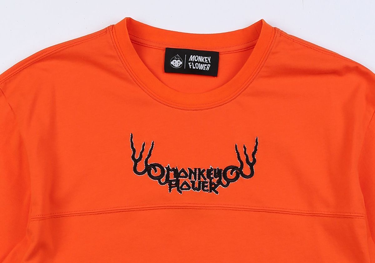 몽키플라워(Monkey Flower) 공용  크라우드 자수 반팔티셔츠/MM1WTS16U  ORANGE
