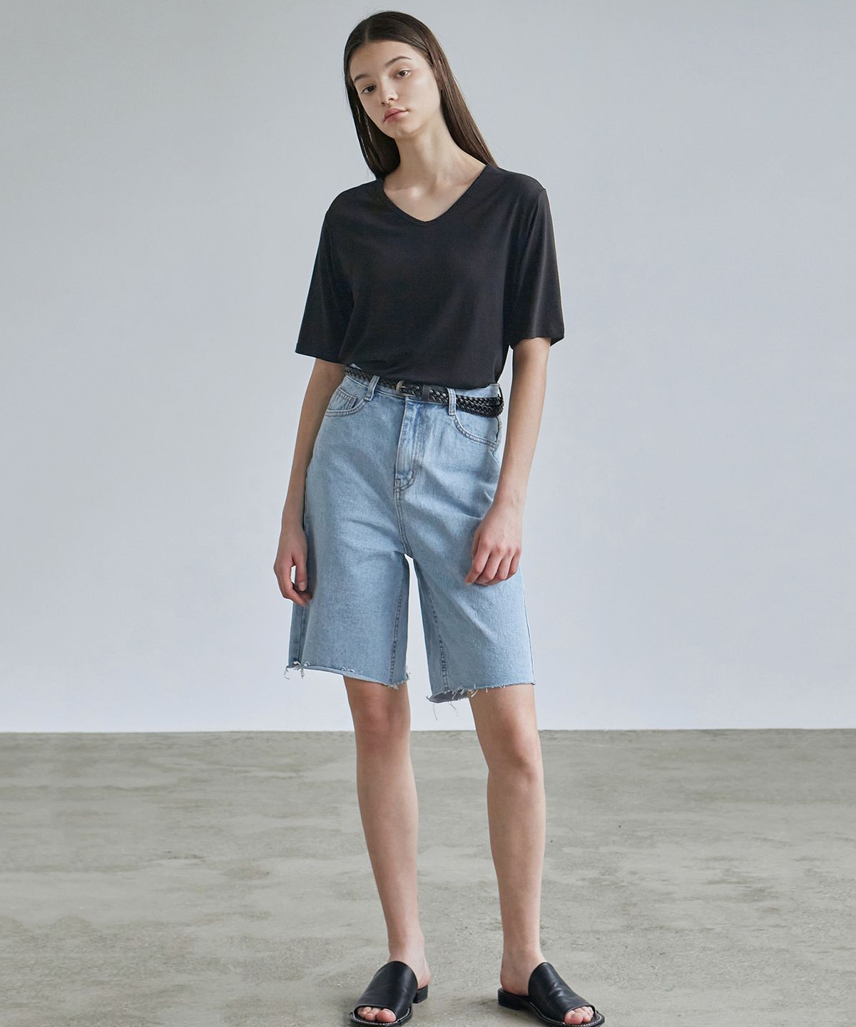 닉앤니콜(NICK&NICOLE) BASIC HALF TEE_BLACK