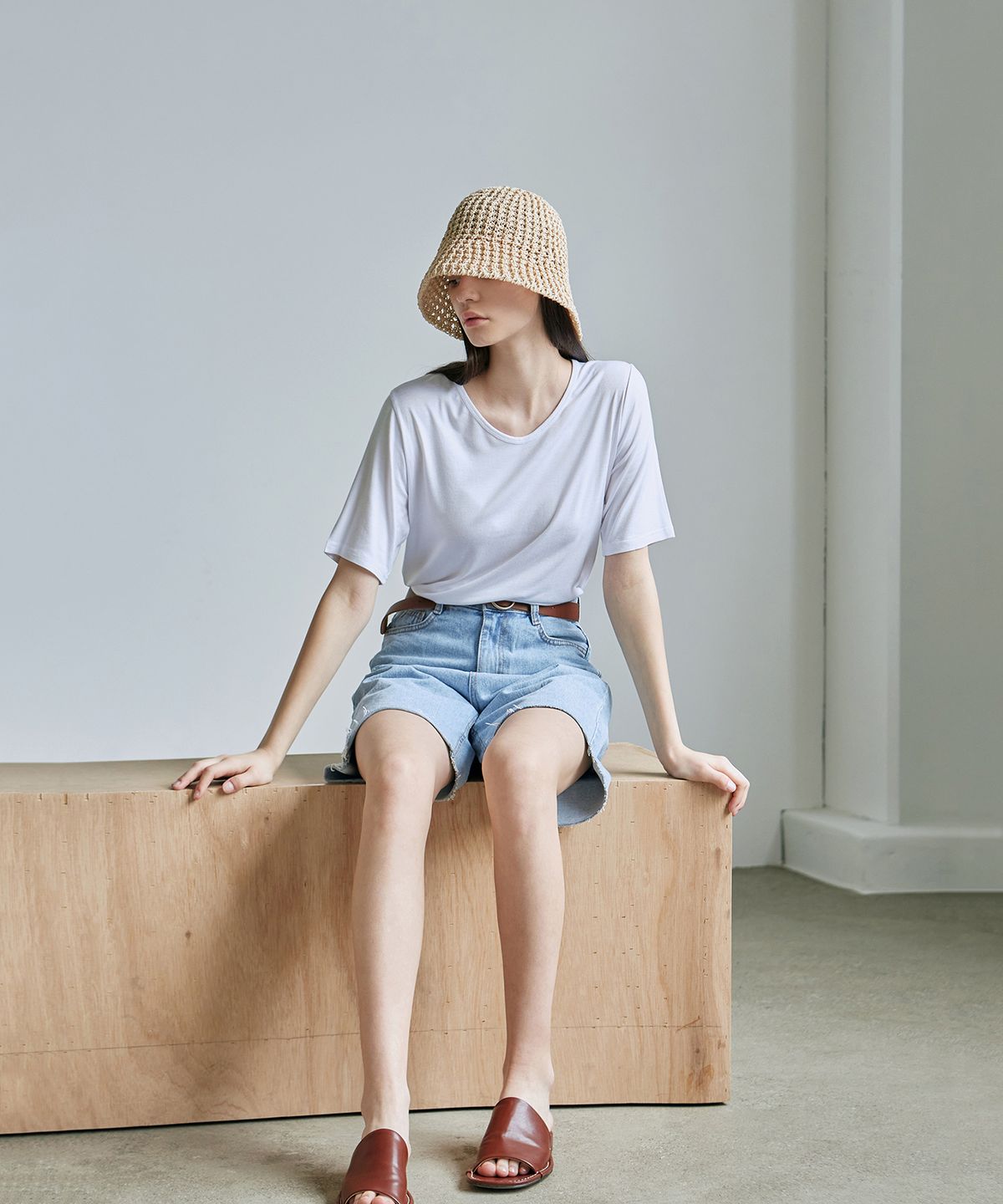 닉앤니콜(NICK&NICOLE) BASIC HALF TEE_WHITE