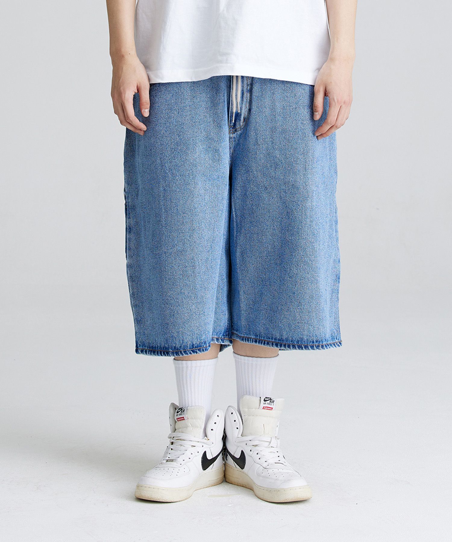 【BAON】[unisex] Banding Carpenter Linen Denim Bermuda PT Carpenter bermuda pants - Hamong | 60% - Asian Fashion