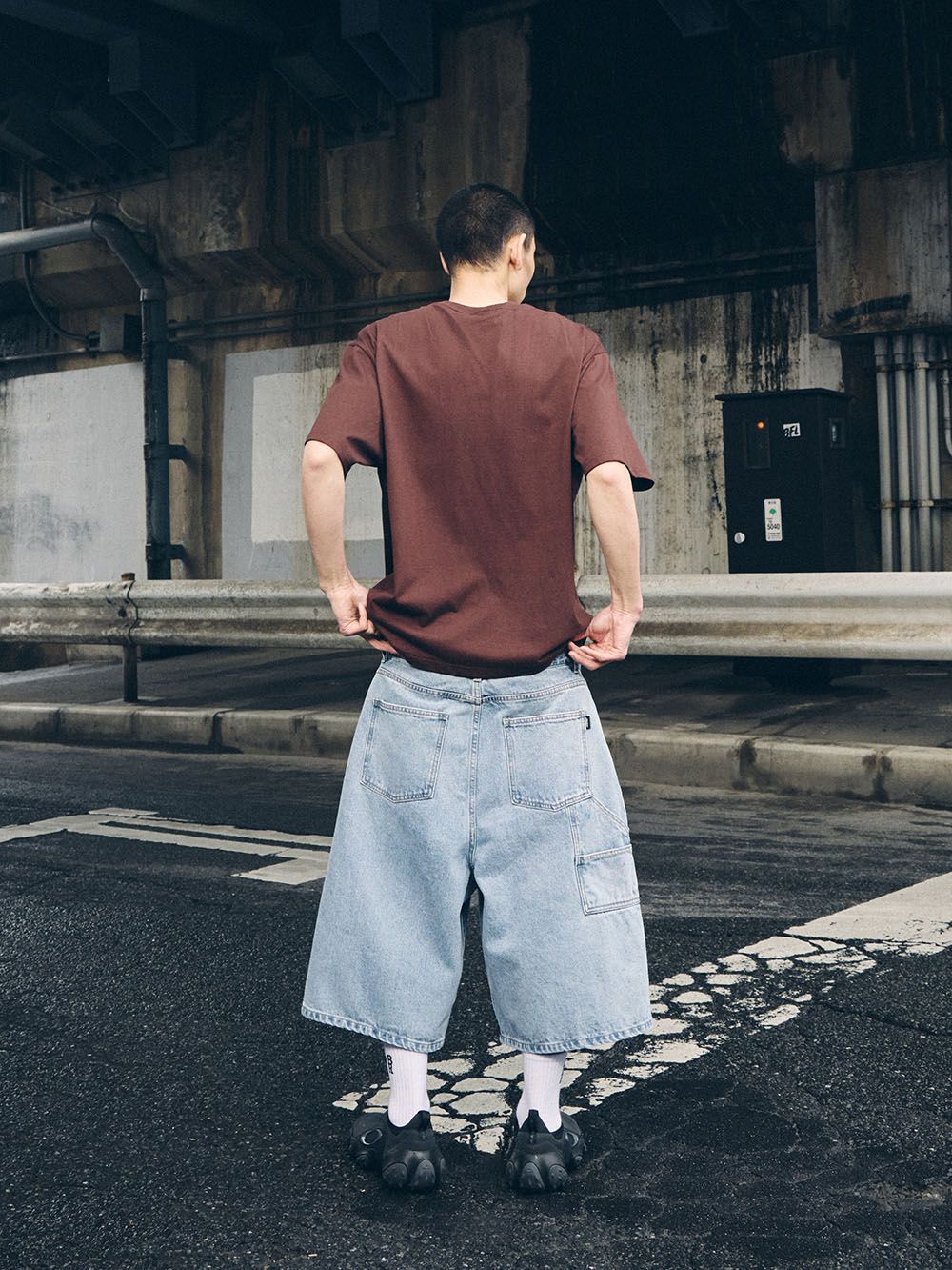 MUSINSA | BSRABBIT Carpenter Loose Fit Denim Short Pants Blue