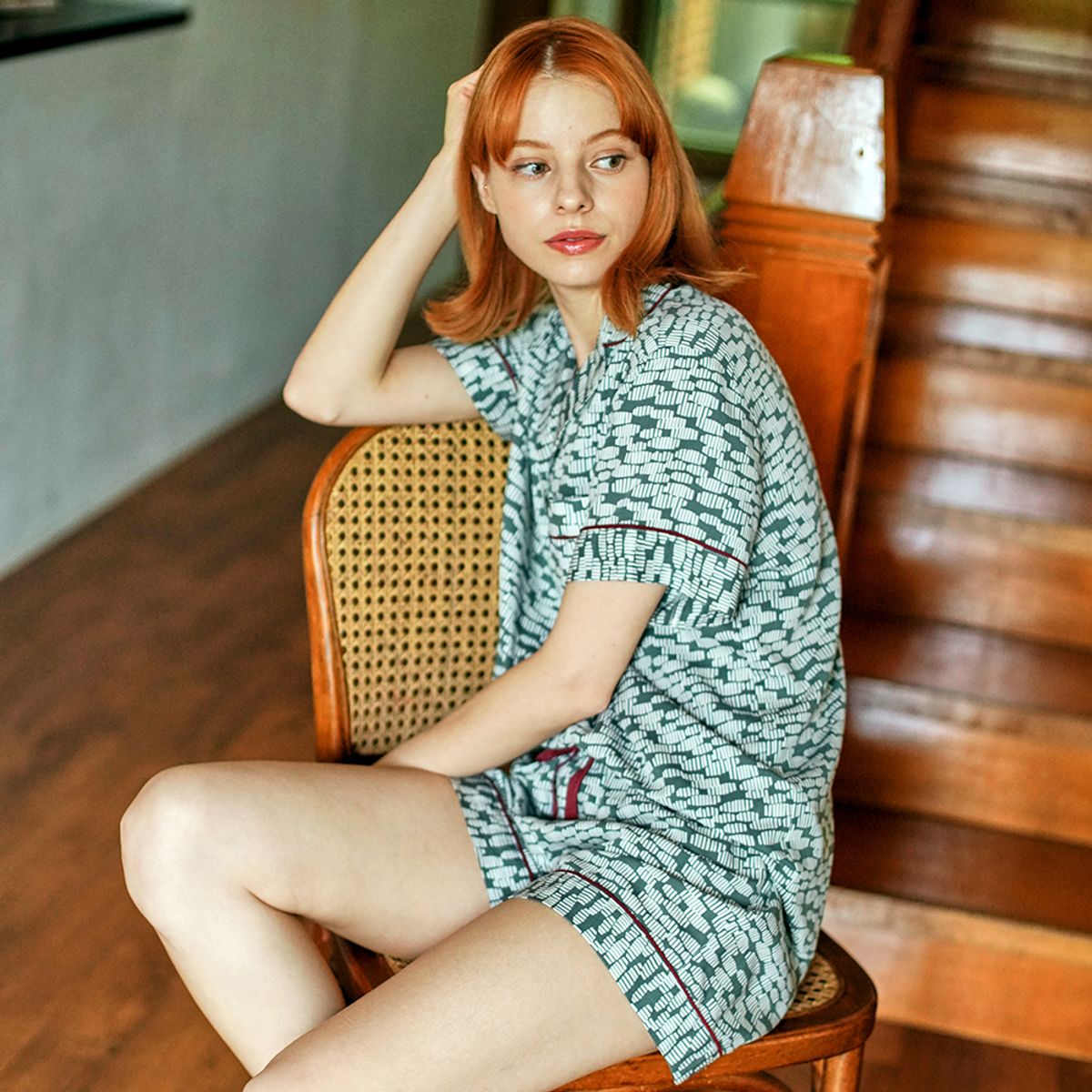 선데이라운지(SUNDAYLOUNGE) 여자 제르미 파자마 숏세트 SWSBC080