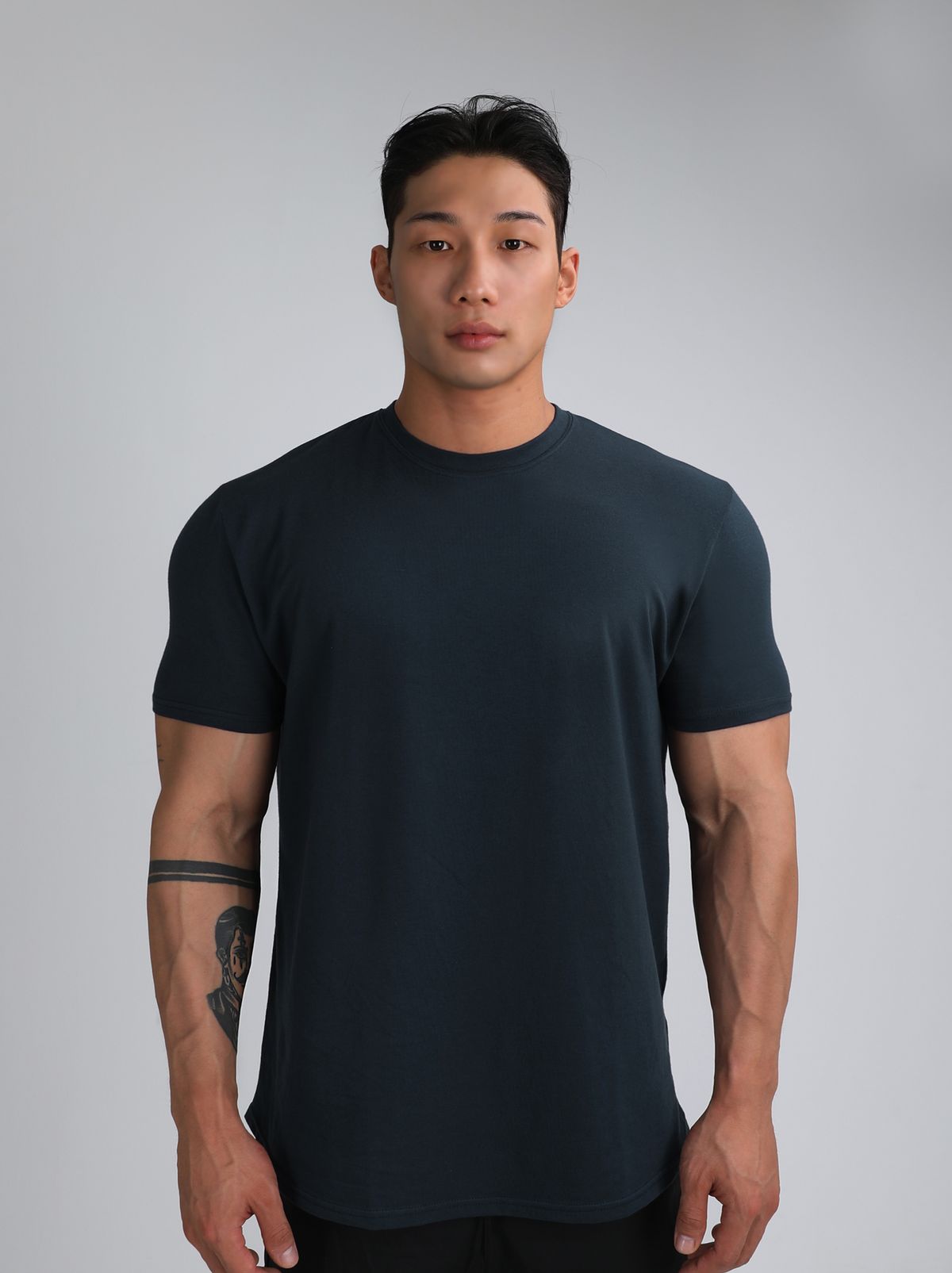 알브이디(RVD) 무지 모달머슬핏 반팔티 (딥블루그린)