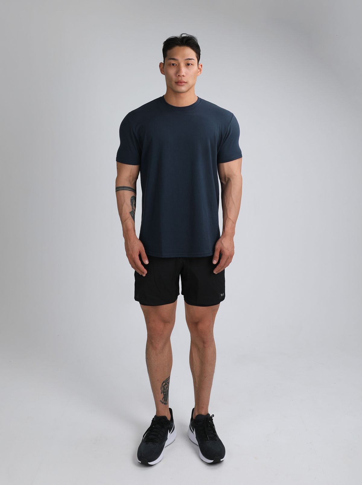 알브이디(RVD) 무지 모달머슬핏 반팔티 (딥블루그린)