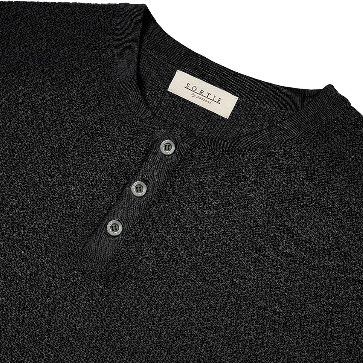 솔티(SORTIE) Texture Henly neck Knit (Black)