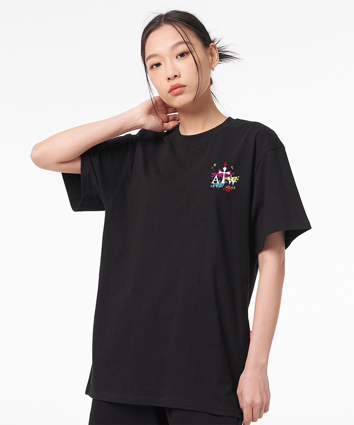 아티스트웨어(ARTISTWEAR) [ATW X 레오다브] 피스메이커 오버핏 반팔티_BK