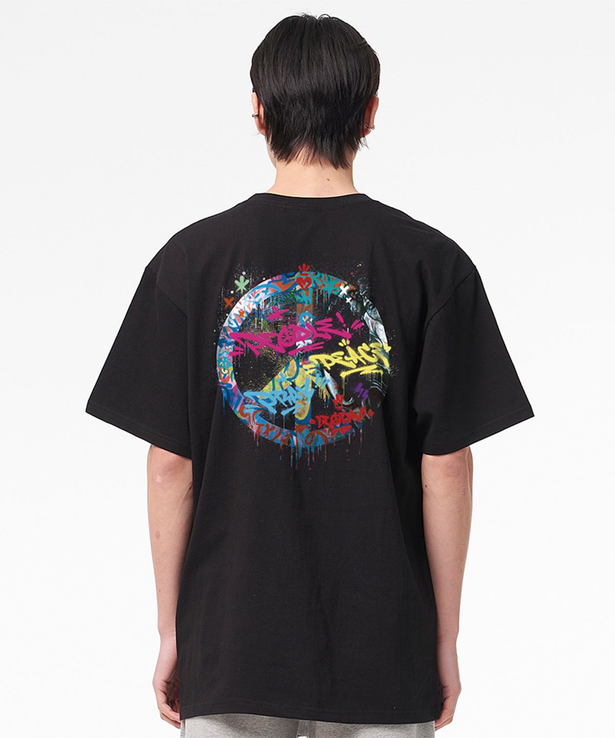 아티스트웨어(ARTISTWEAR) [ATW X 레오다브] 피스메이커 오버핏 반팔티_BK