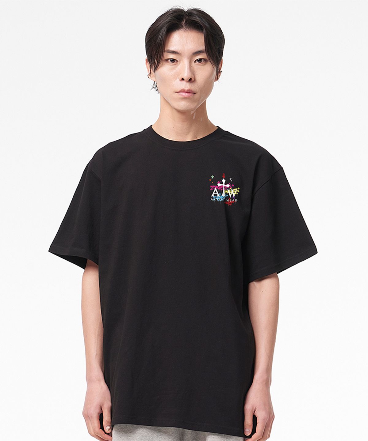 아티스트웨어(ARTISTWEAR) [ATW X 레오다브] 피스메이커 오버핏 반팔티_BK
