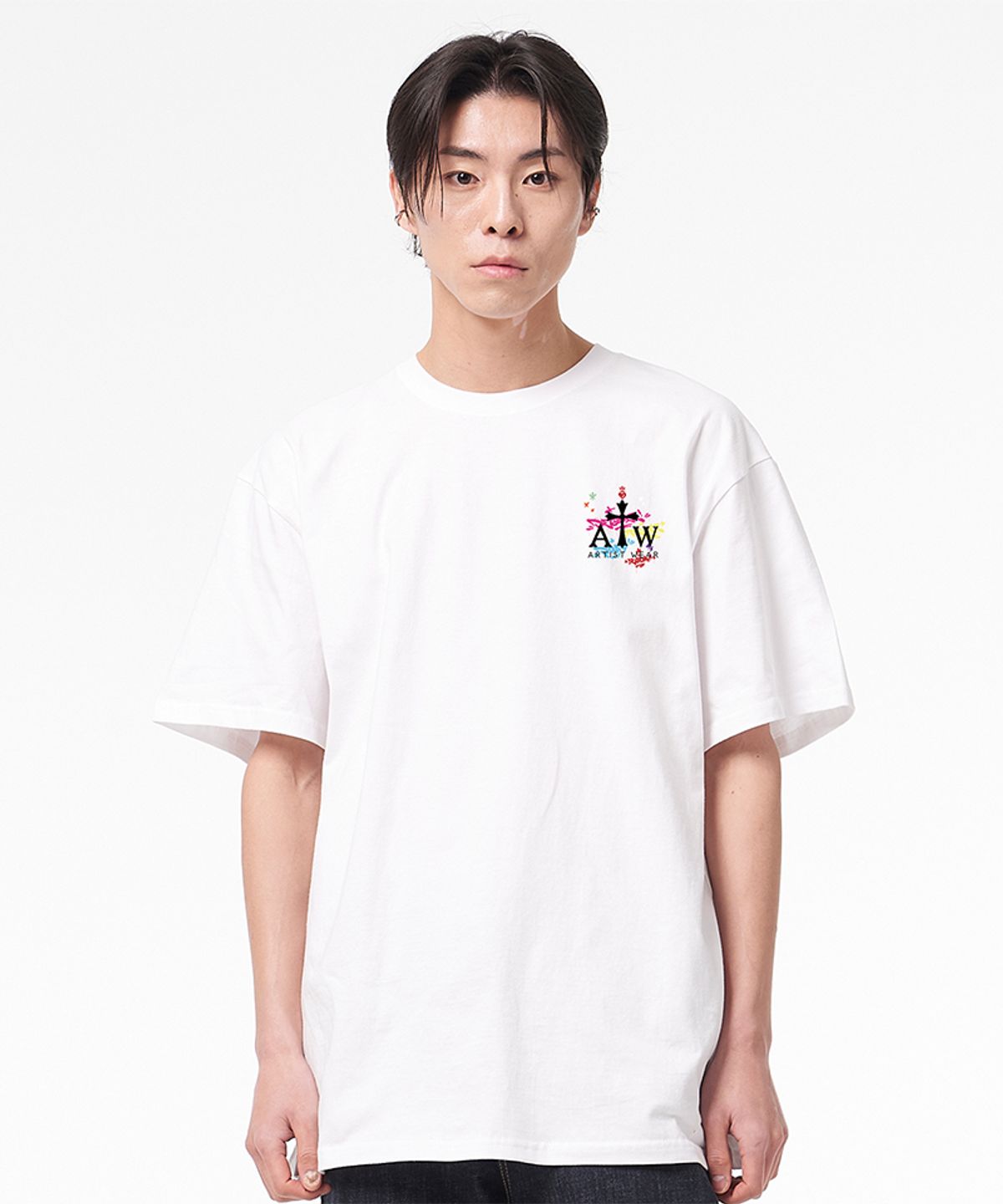 아티스트웨어(ARTISTWEAR) [ATW X 레오다브] 피스메이커 오버핏 반팔티_WH