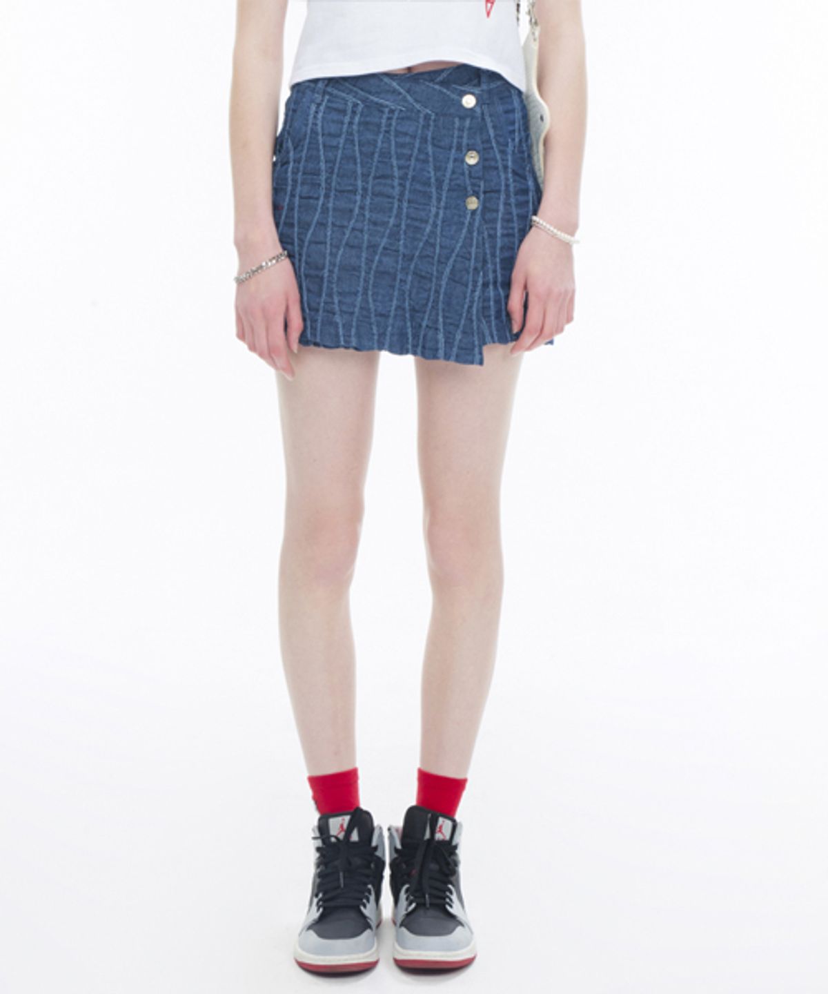 그레이티스트(THE GREATEST) Wrinkle Denim Skirt BL