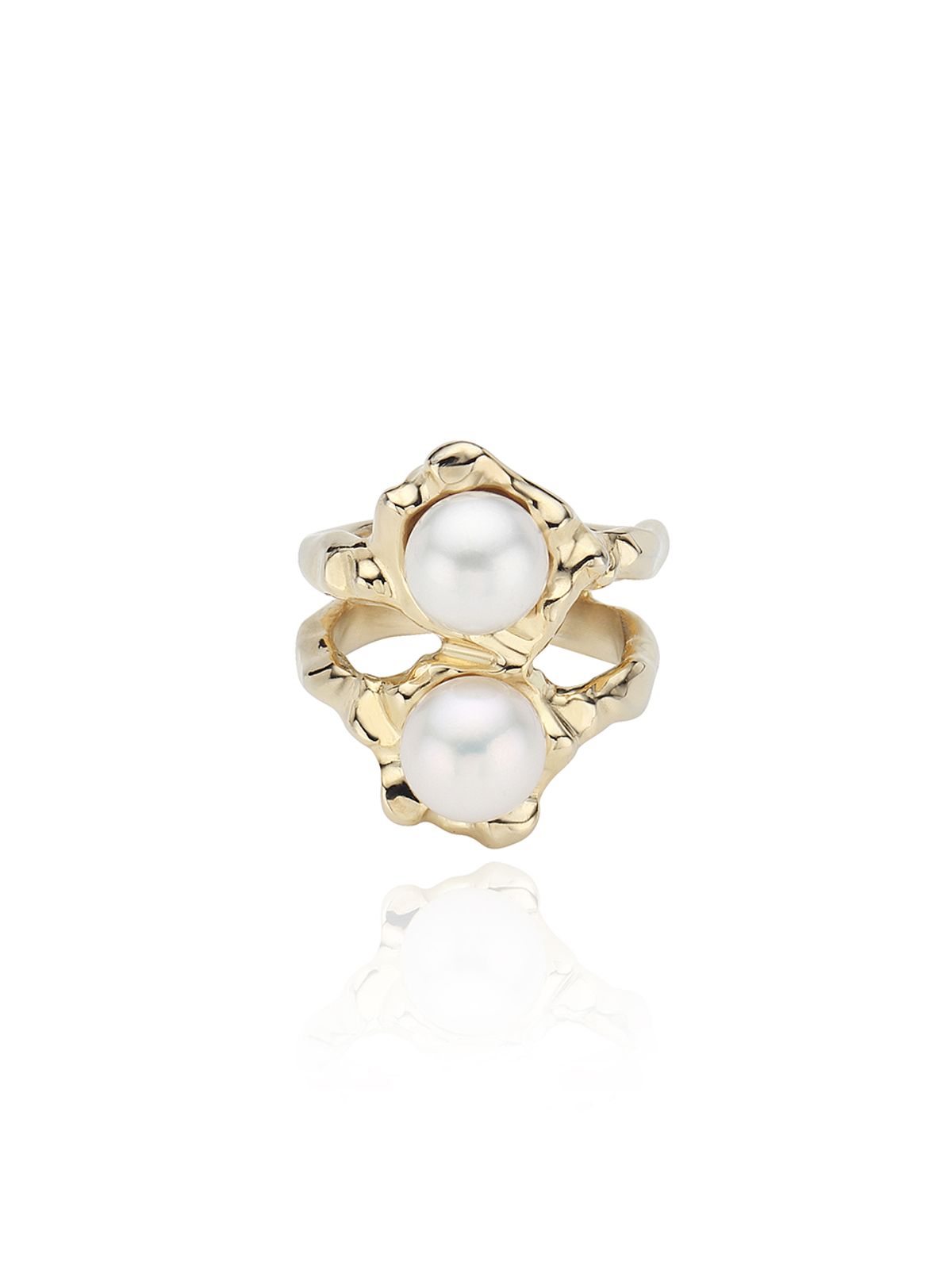 파피(POPPI) Silver double pearl wave ring